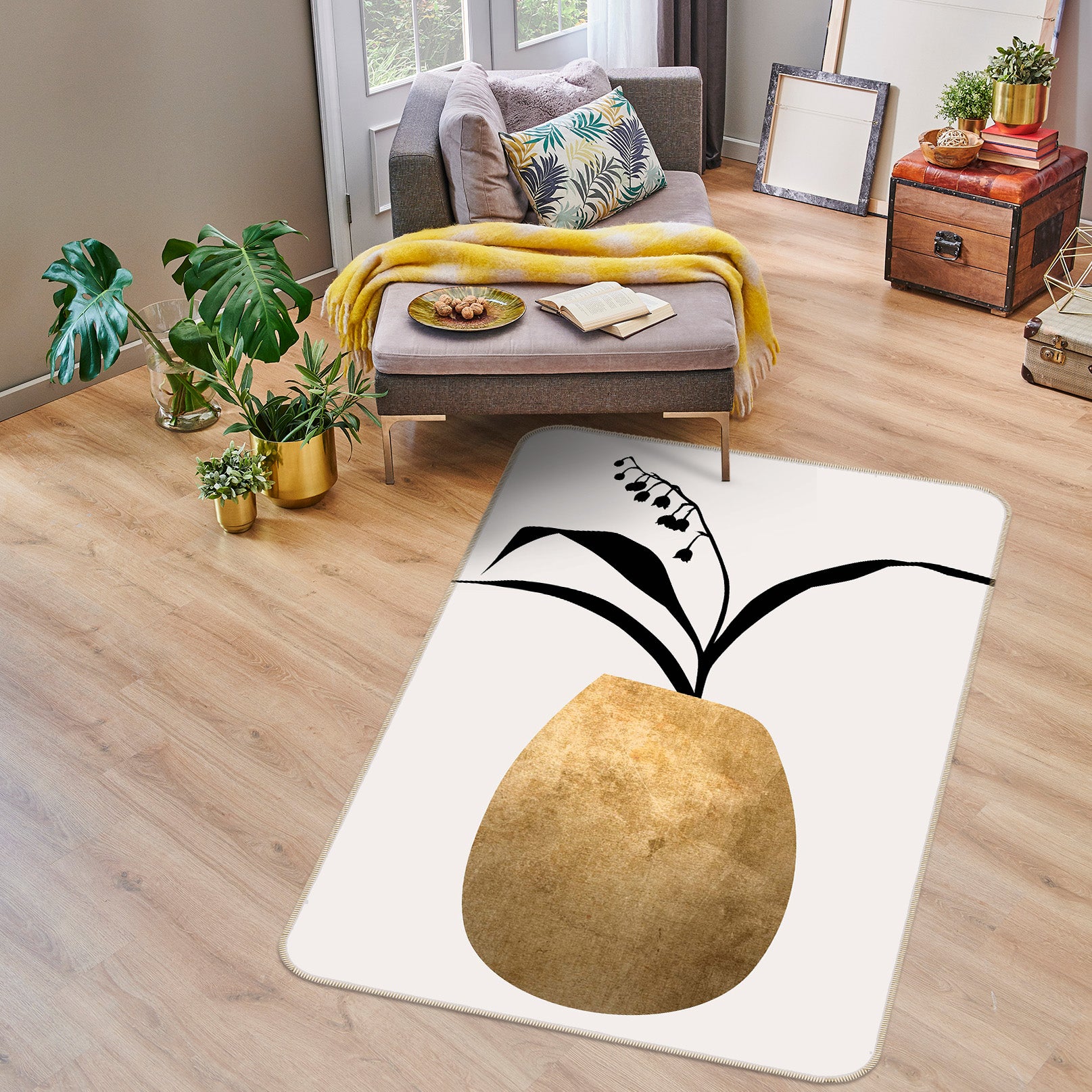 3D Golden Vase 1136 Boris Draschoff Rug Non Slip Rug Mat