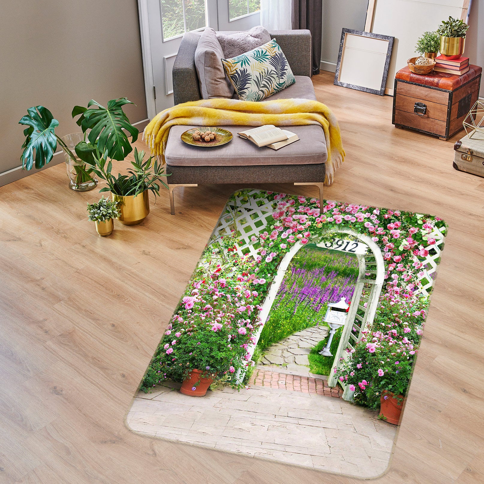 3D Flower Gate 76090 Non Slip Rug Mat