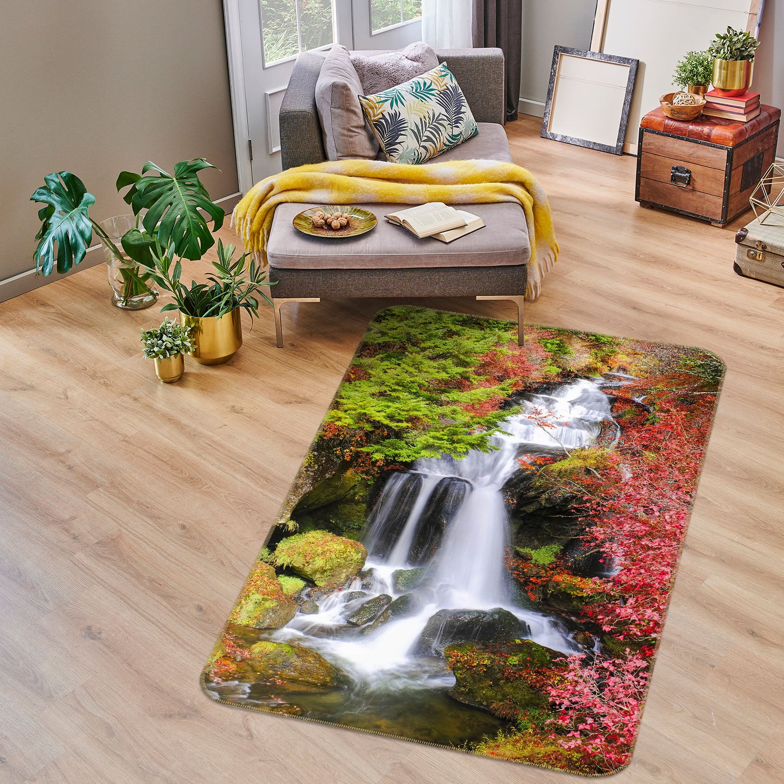 3D Mountain Waterfall 26163 Non Slip Rug Mat