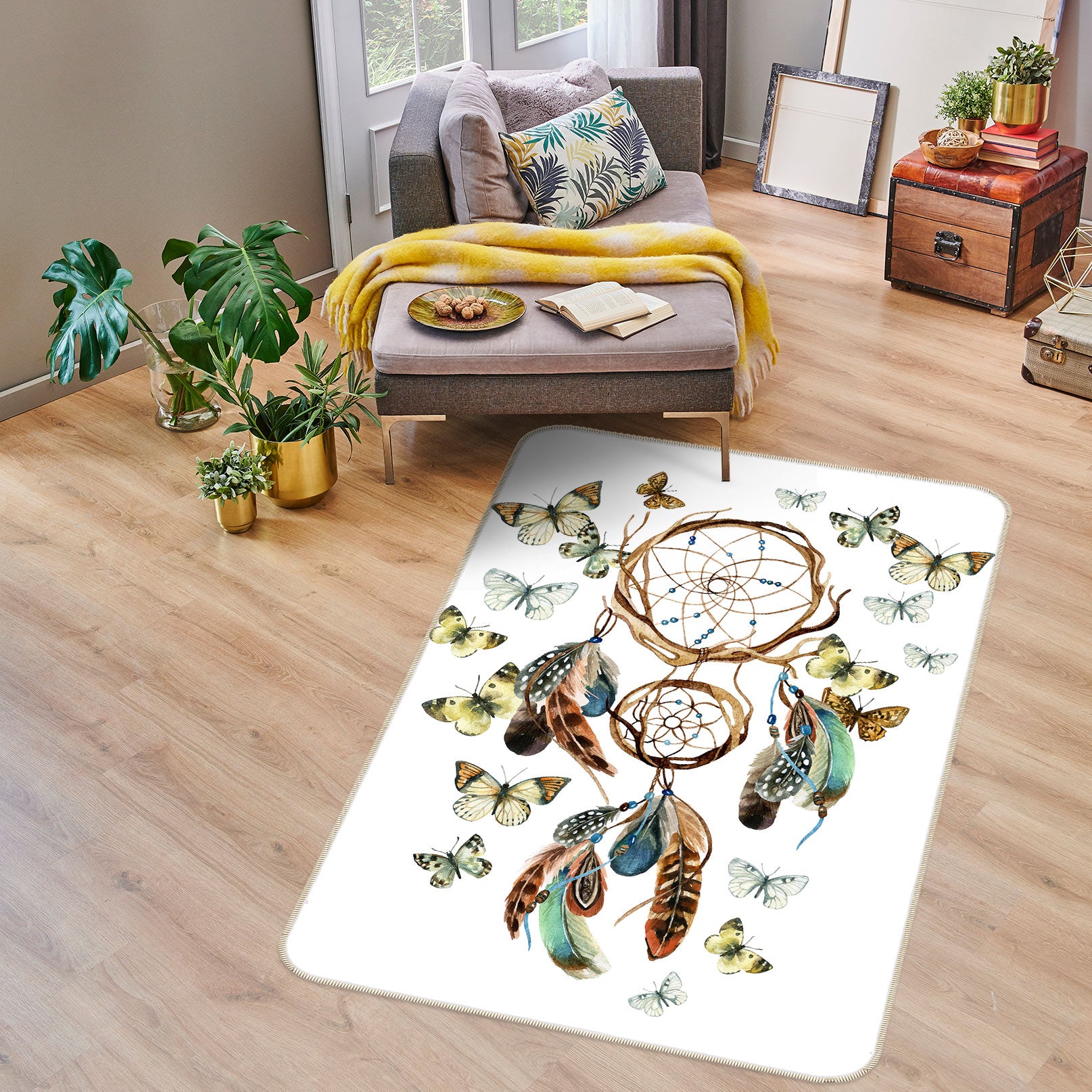 3D Butterfly Dream Catcher 37145 Non Slip Rug Mat