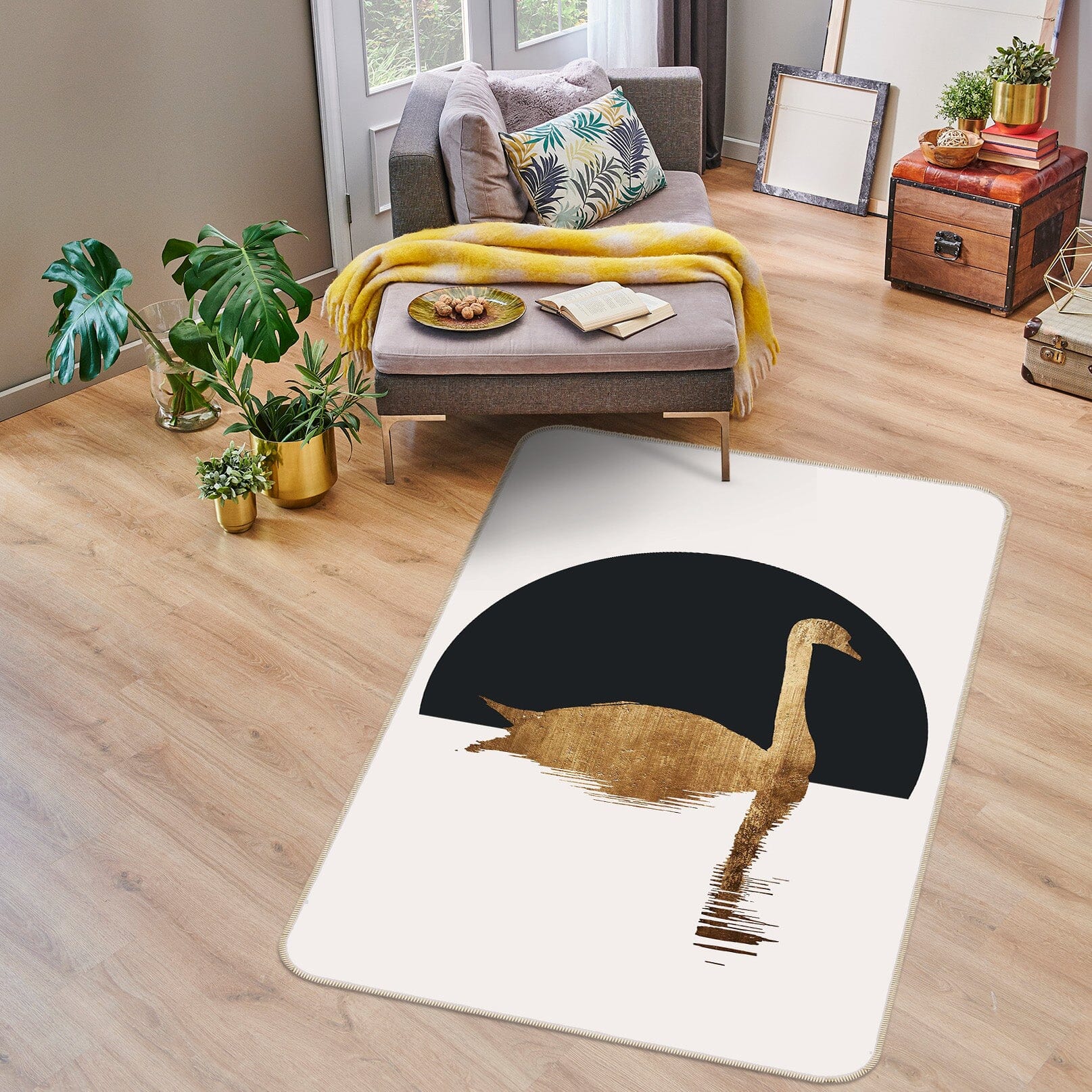 3D Black Moon Swan 1124 Boris Draschoff Rug Non Slip Rug Mat Mat AJ Creativity Home 