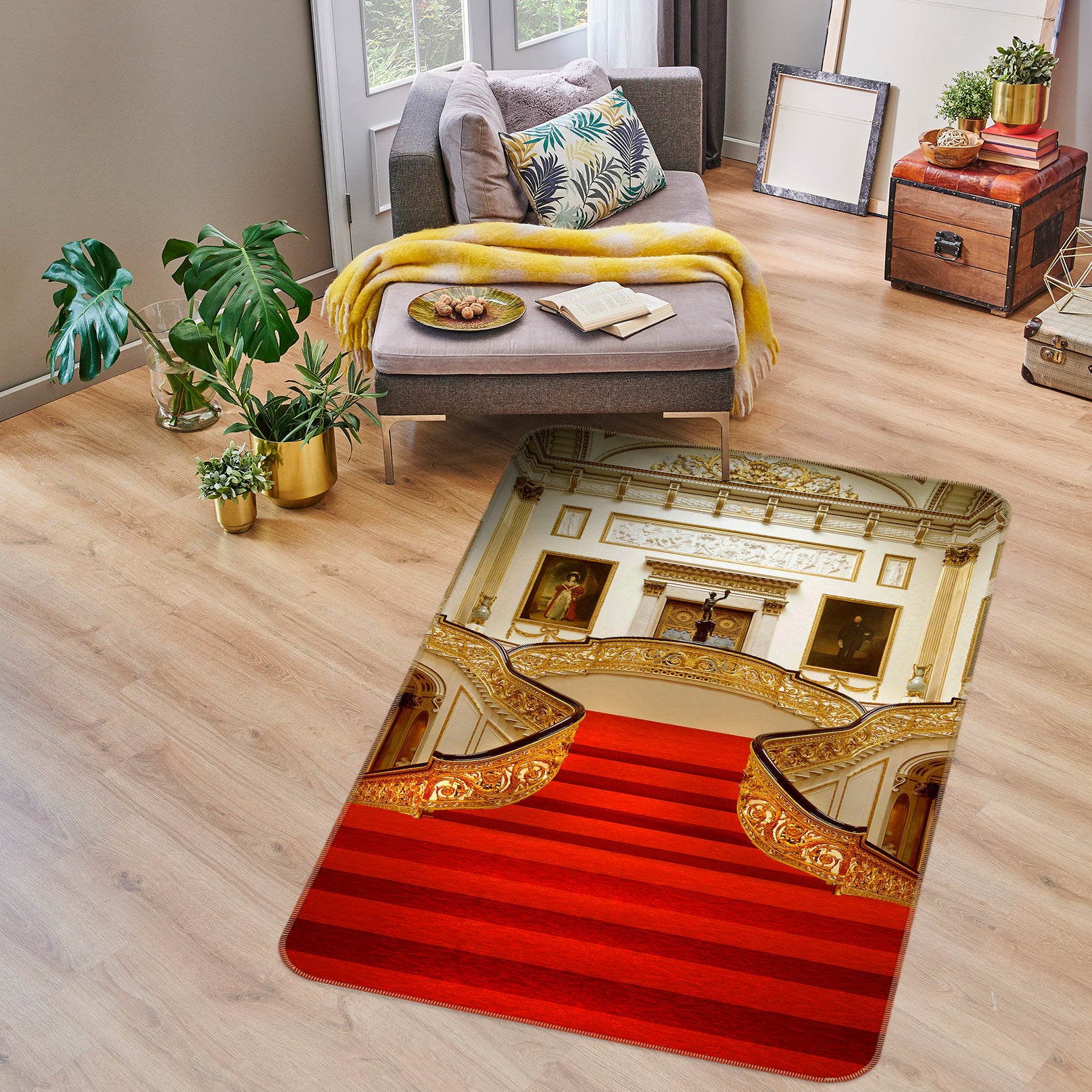 3D Red Stairs 76063 Non Slip Rug Mat