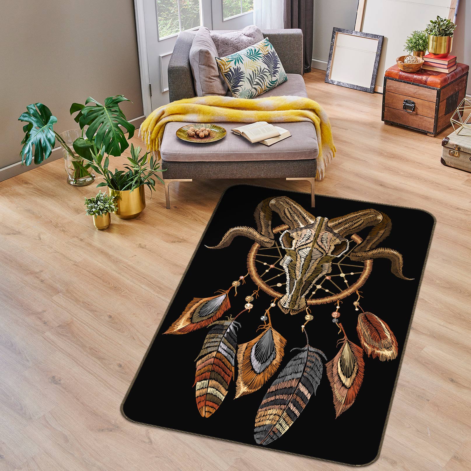 3D Sheep Head Dream Catcher 37142 Non Slip Rug Mat