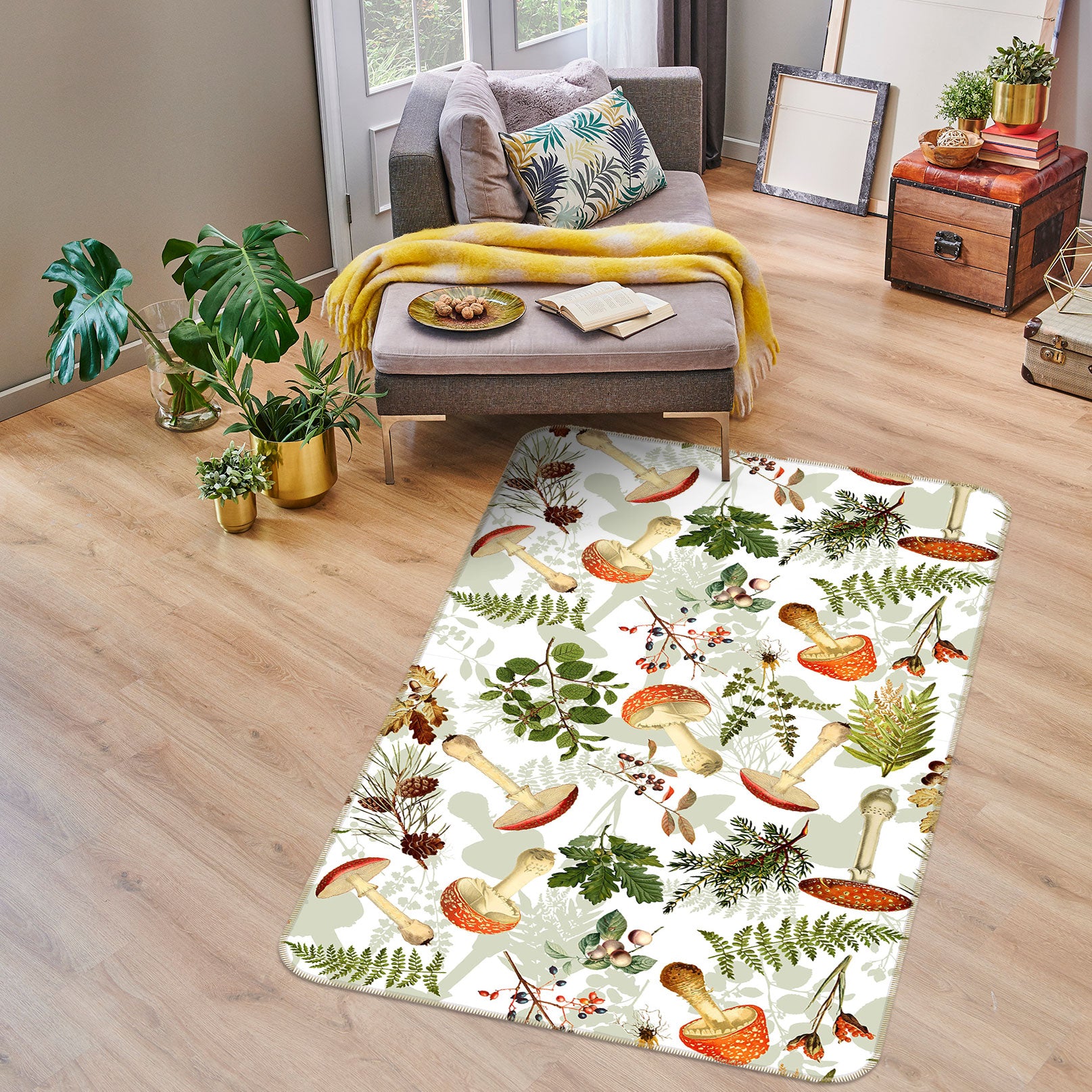 3D Mushroom Blueberry 168 Uta Naumann Rug Non Slip Rug Mat