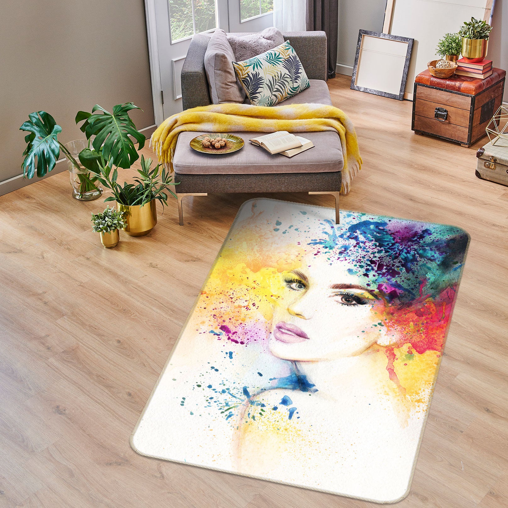 3D Background Woman 1061 Non Slip Rug Mat