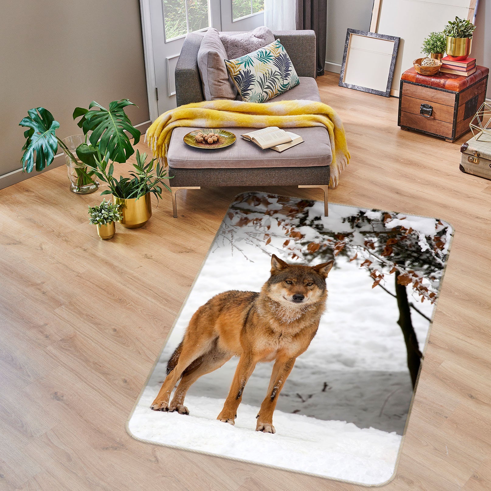 3D Snow Wolf 30105 Non Slip Rug Mat