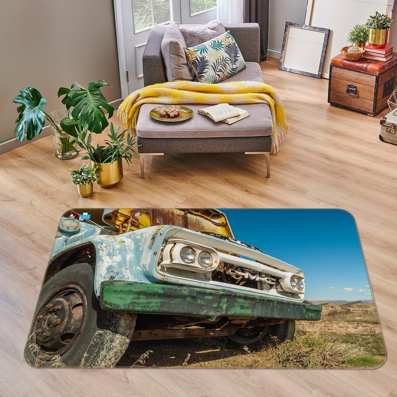 3D Off-road Truck 753 Beth Sheridan Rug Non Slip Rug Mat