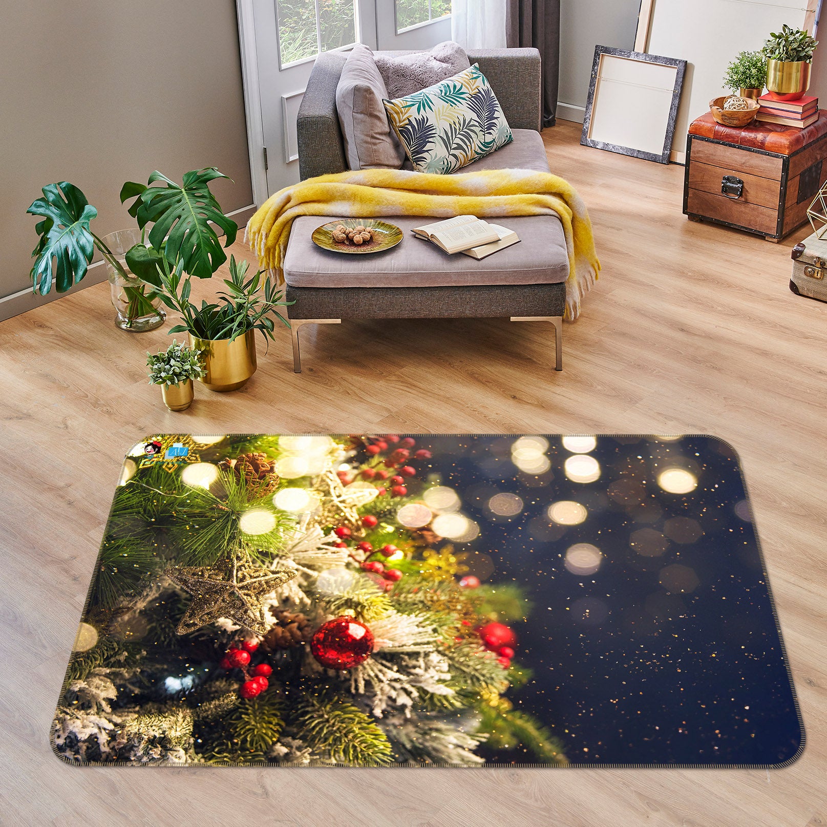 3D Tree Pendant 55107 Christmas Non Slip Rug Mat Xmas