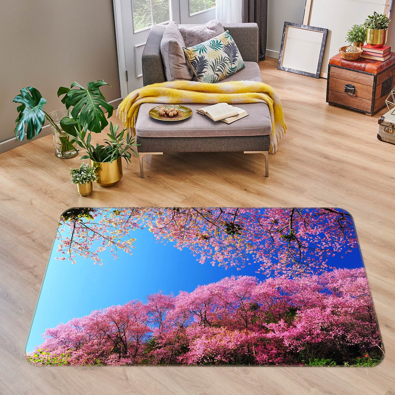 3D Pink Trees 77094 Non Slip Rug Mat