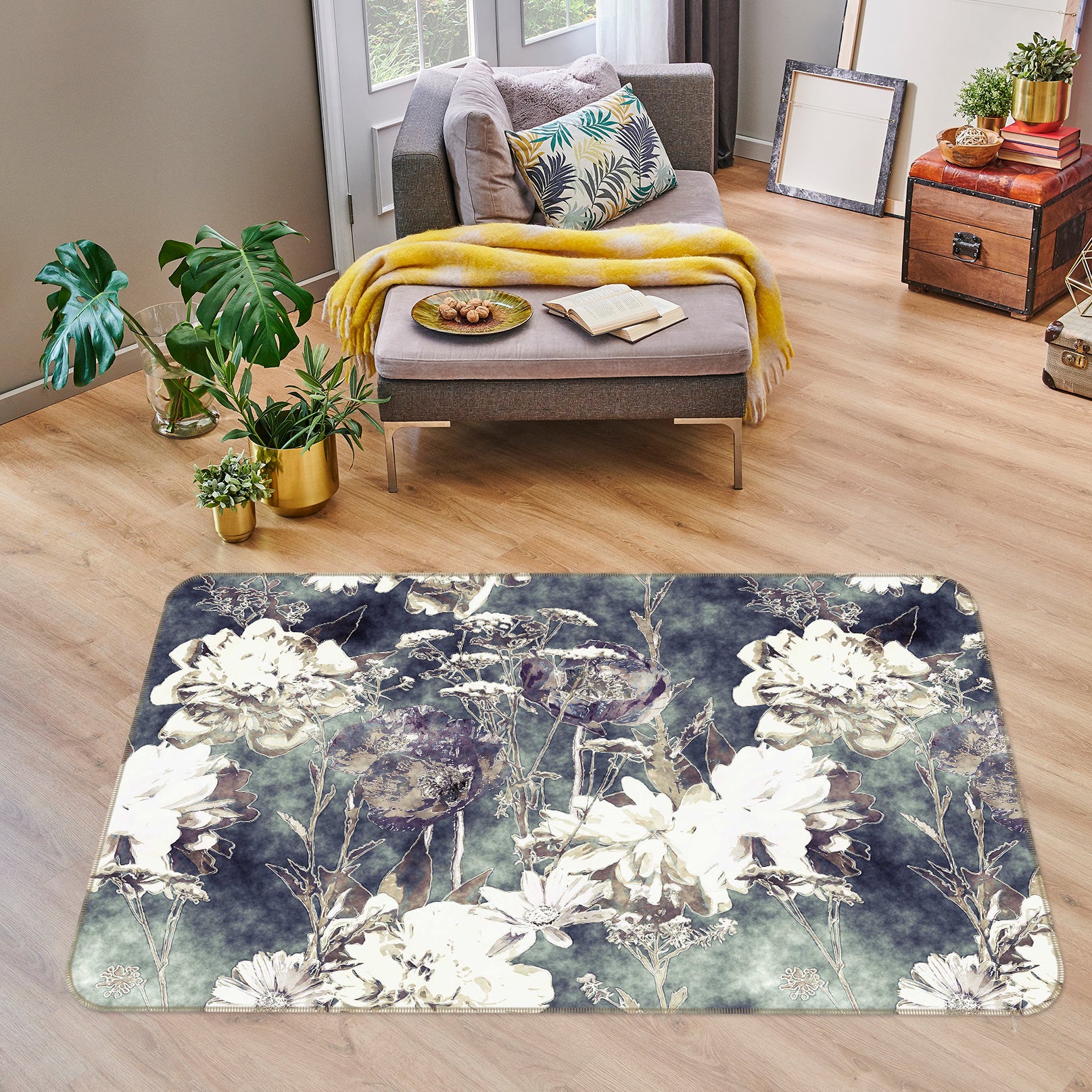 3D Flower 33031 Non Slip Rug Mat
