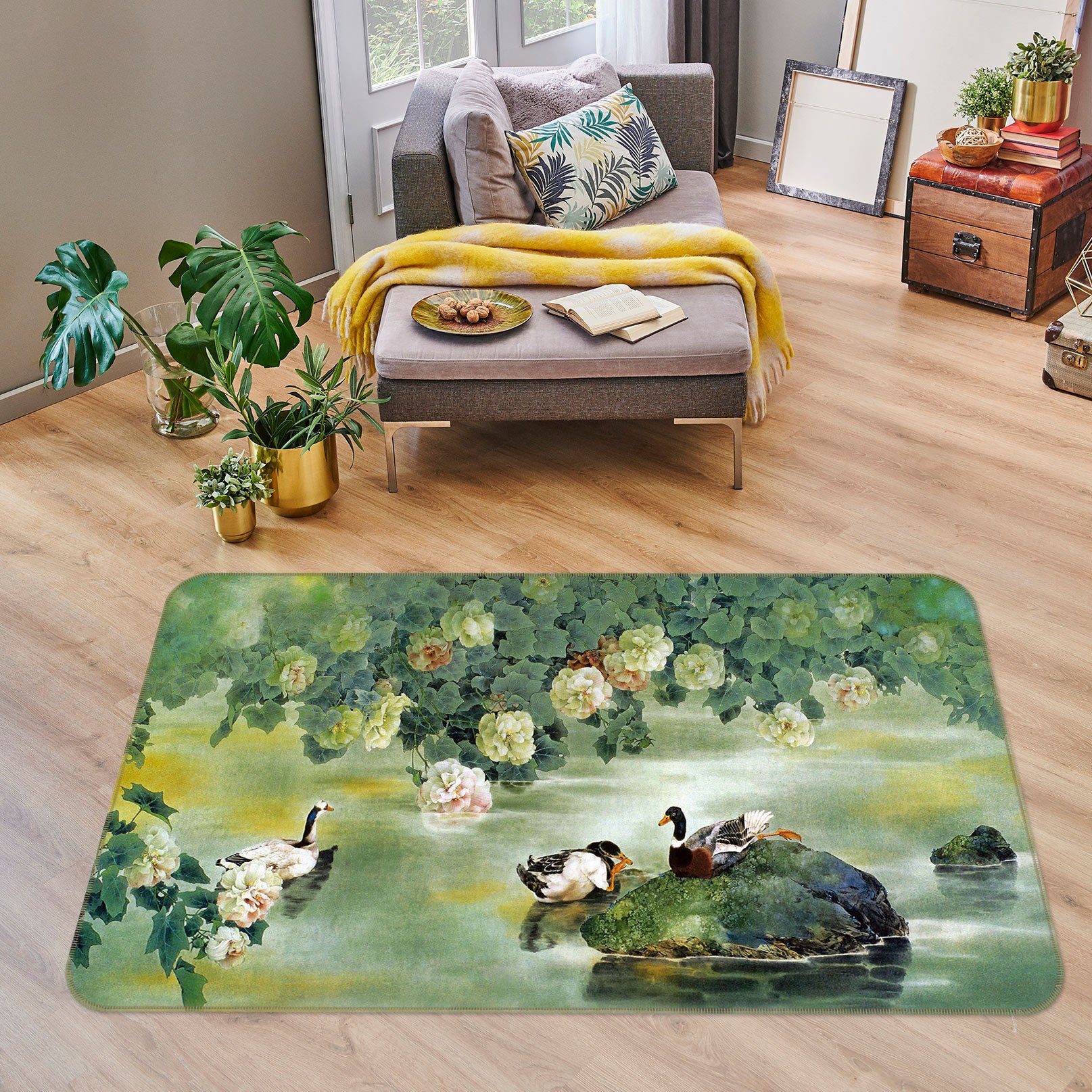 3D Pond Mandarin Duck 75178 Non Slip Rug Mat