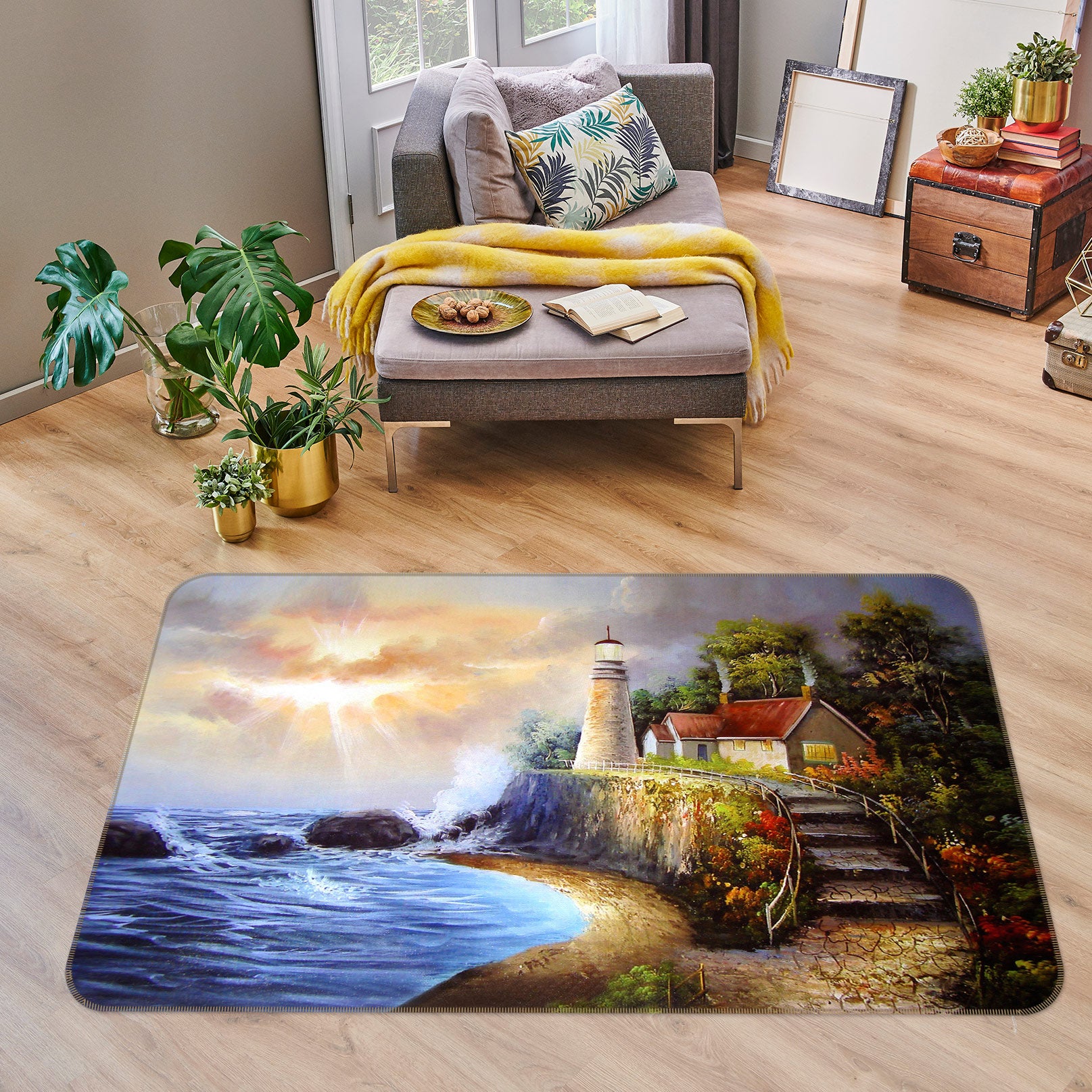 3D Seaside Cottage 75288 Non Slip Rug Mat