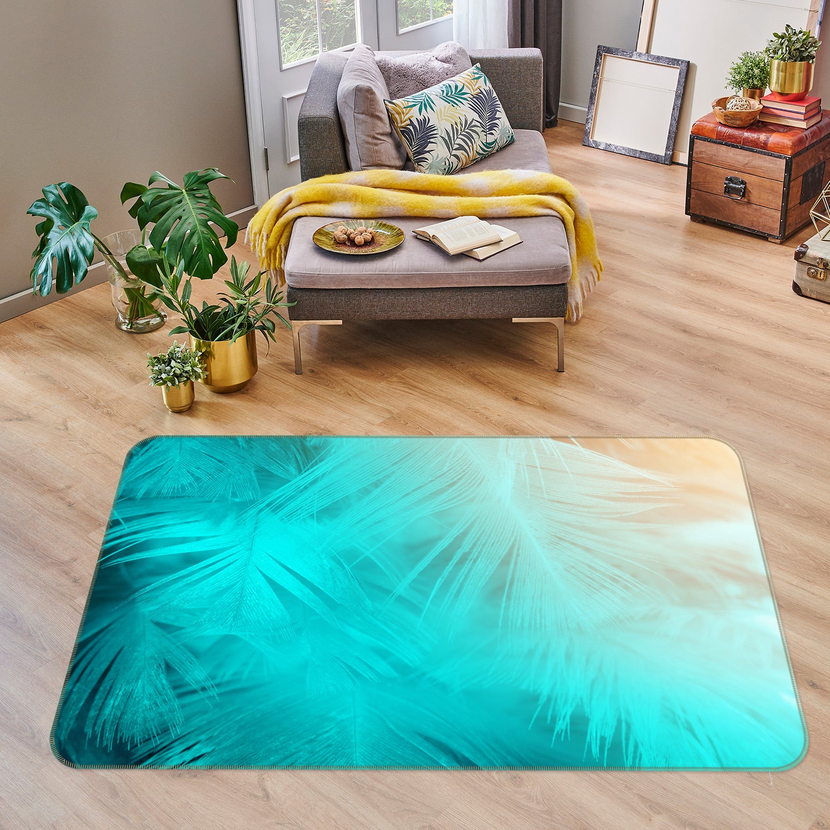 3D Leaf Pattern 30010 Non Slip Rug Mat