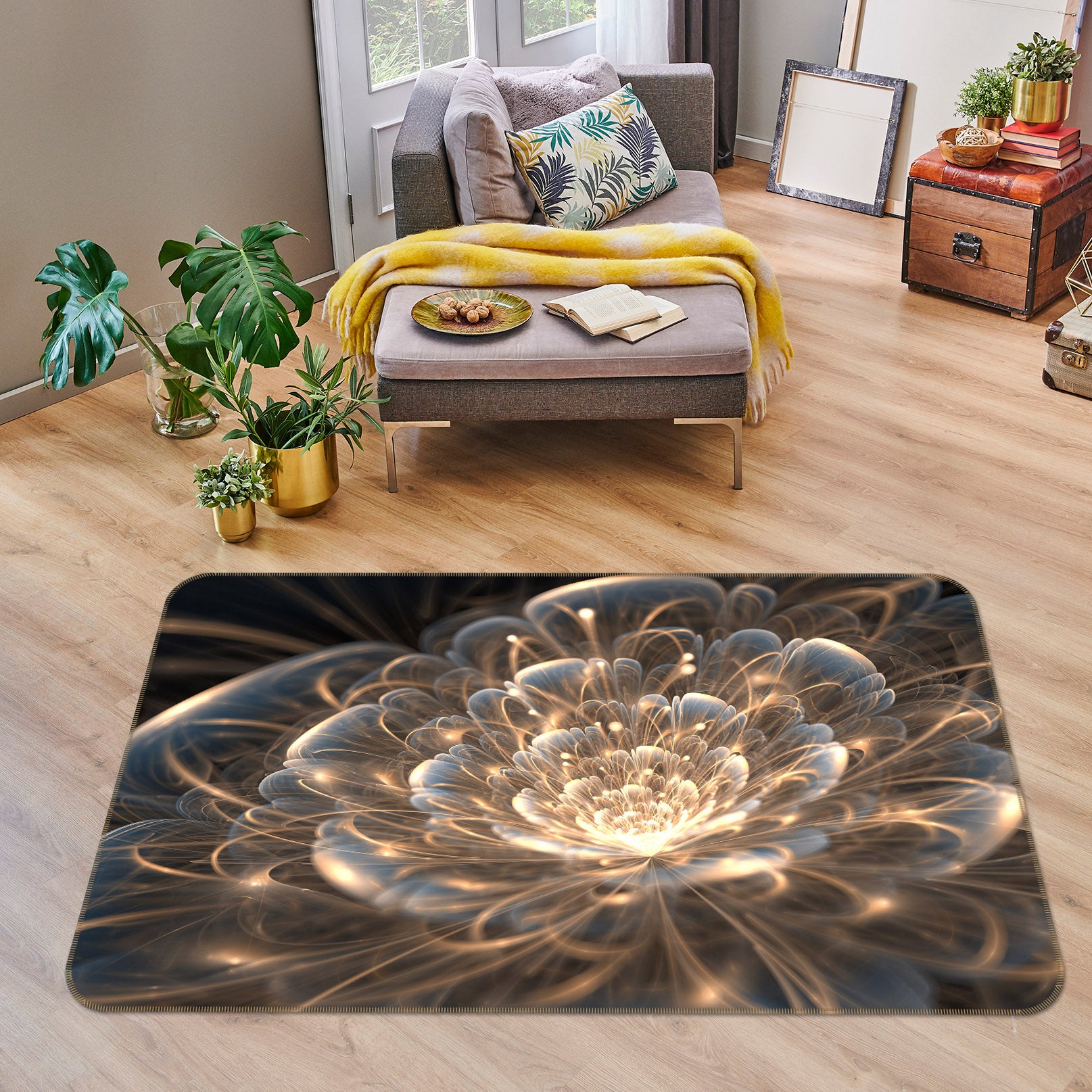 3D Light Flowers 65090 Non Slip Rug Mat