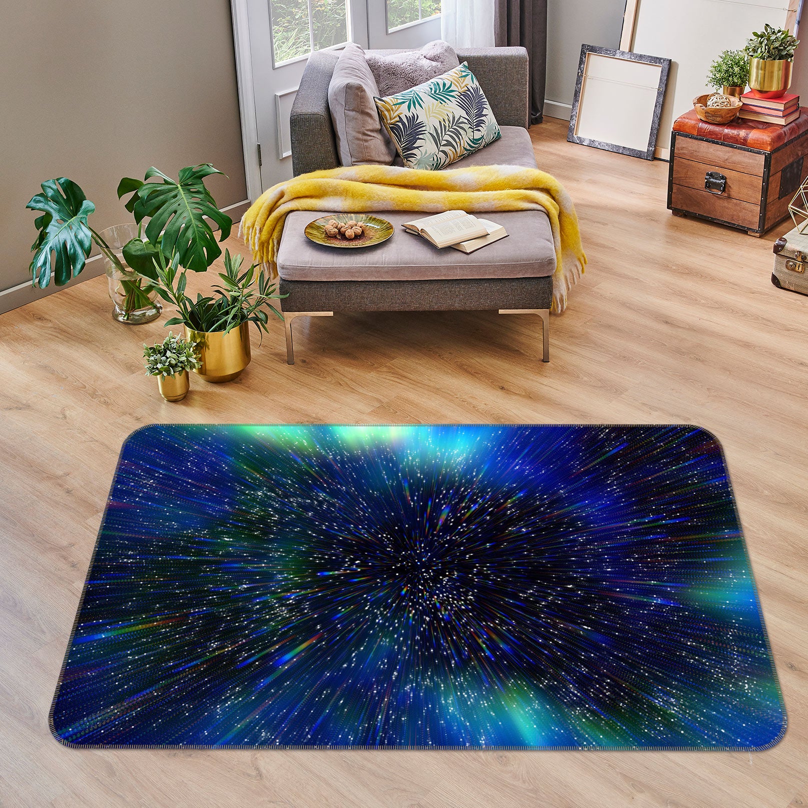 3D Navy Blue Pattern 26224 Non Slip Rug Mat