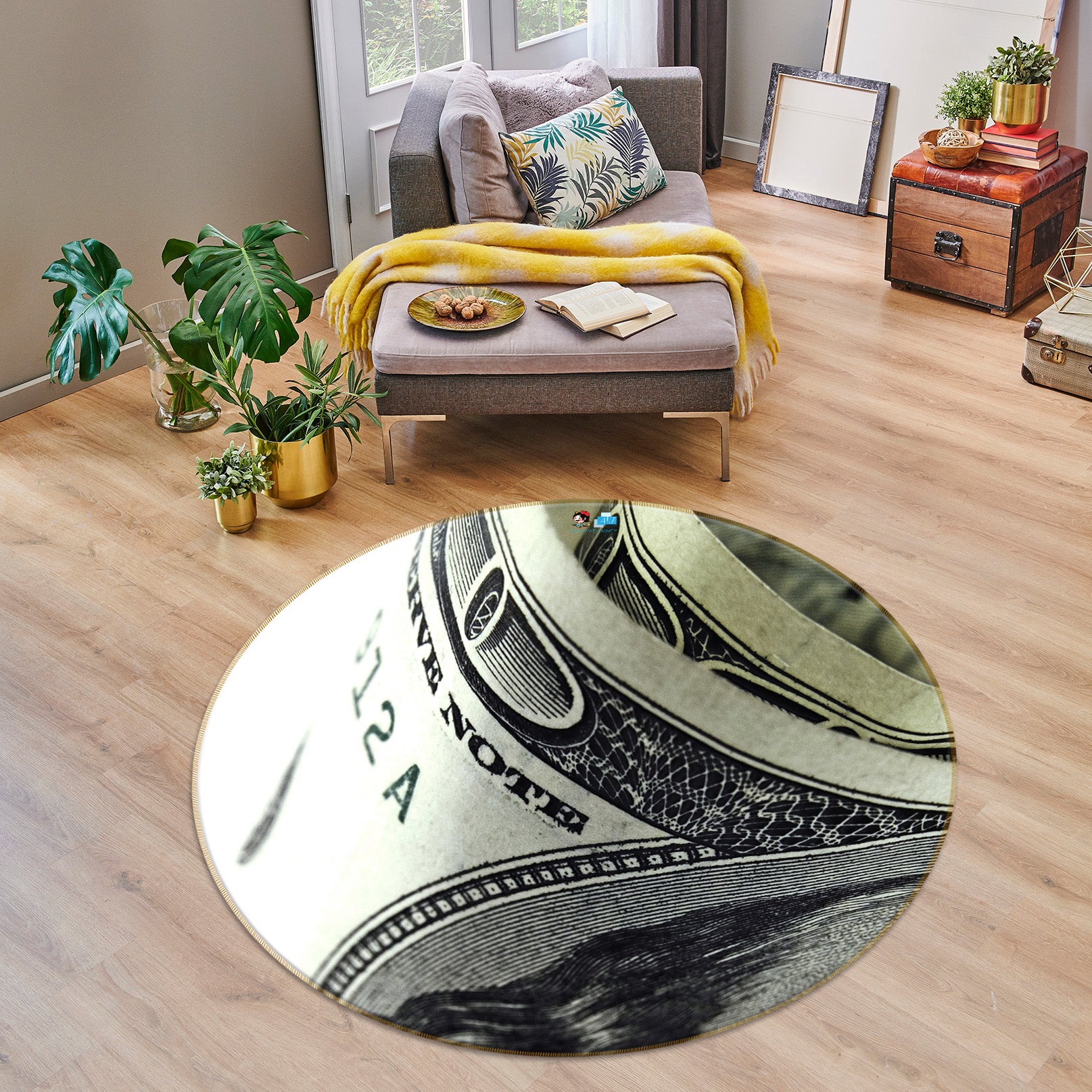3D Money 74107 Round Non Slip Rug Mat