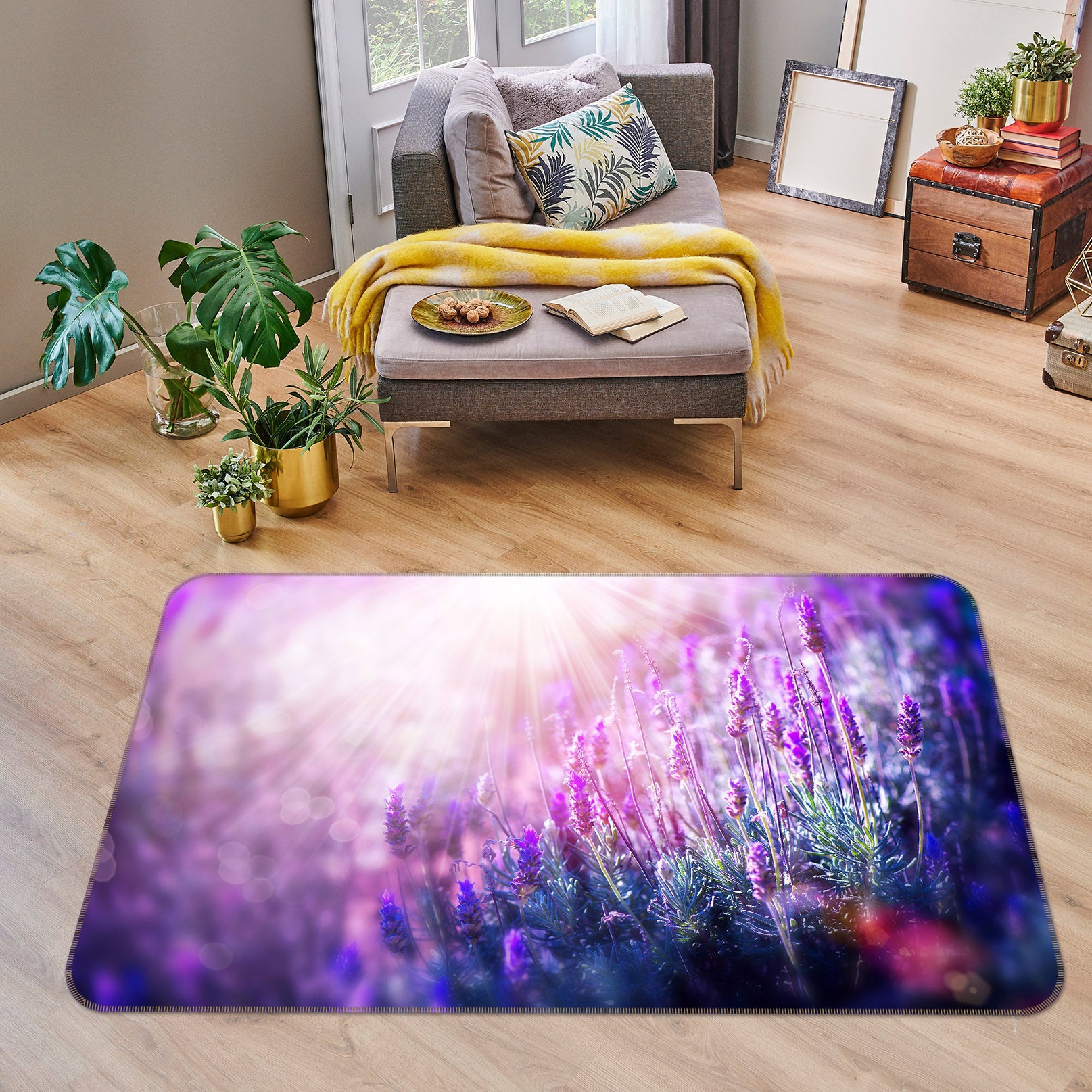 3D Lavender 36045 Non Slip Rug Mat