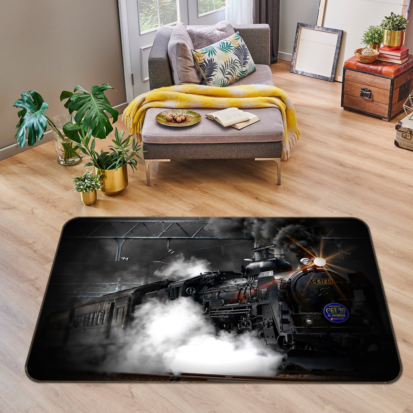 3D Steam Train 39001 Vehicle Non Slip Rug Mat