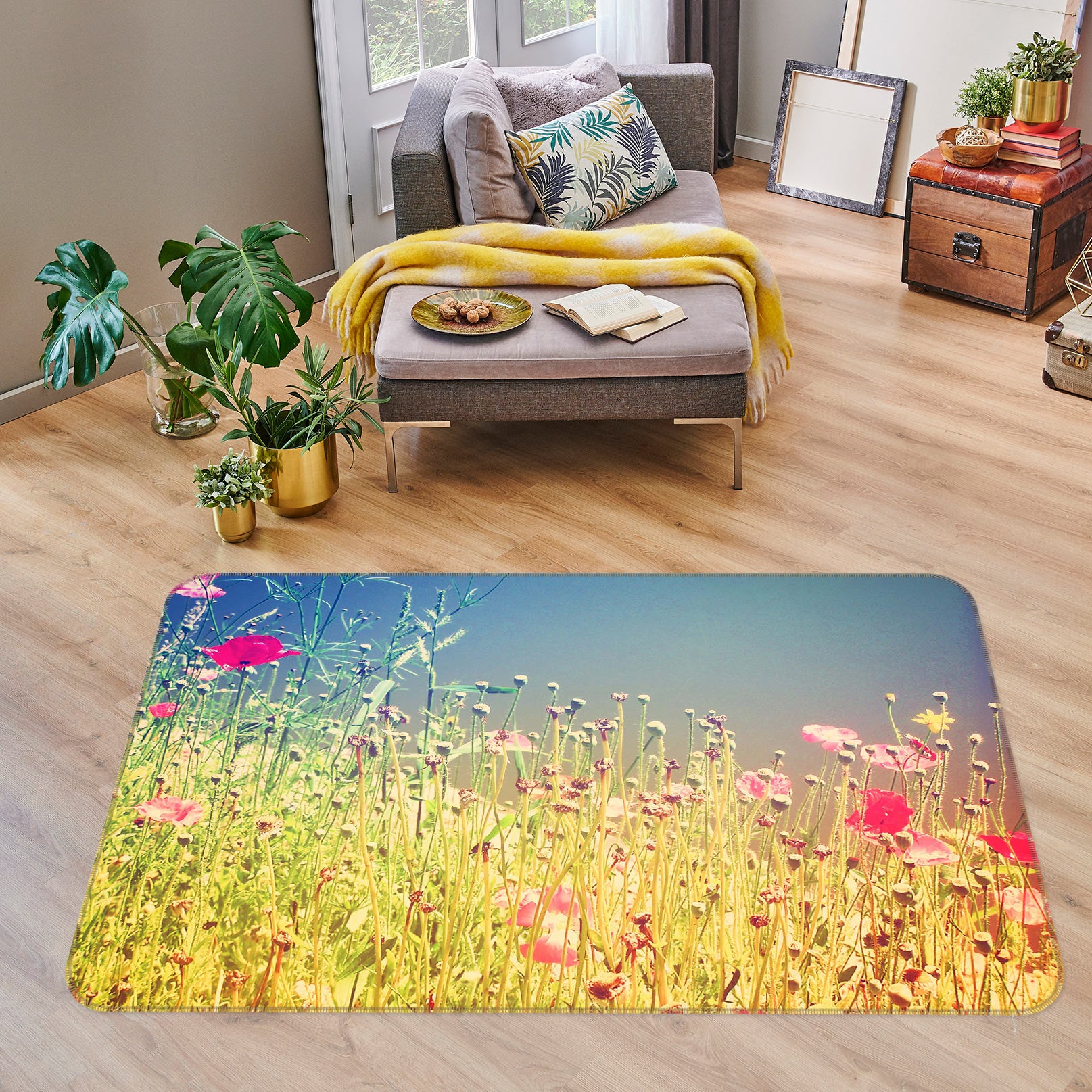 3D Flower Bush 77099 Non Slip Rug Mat