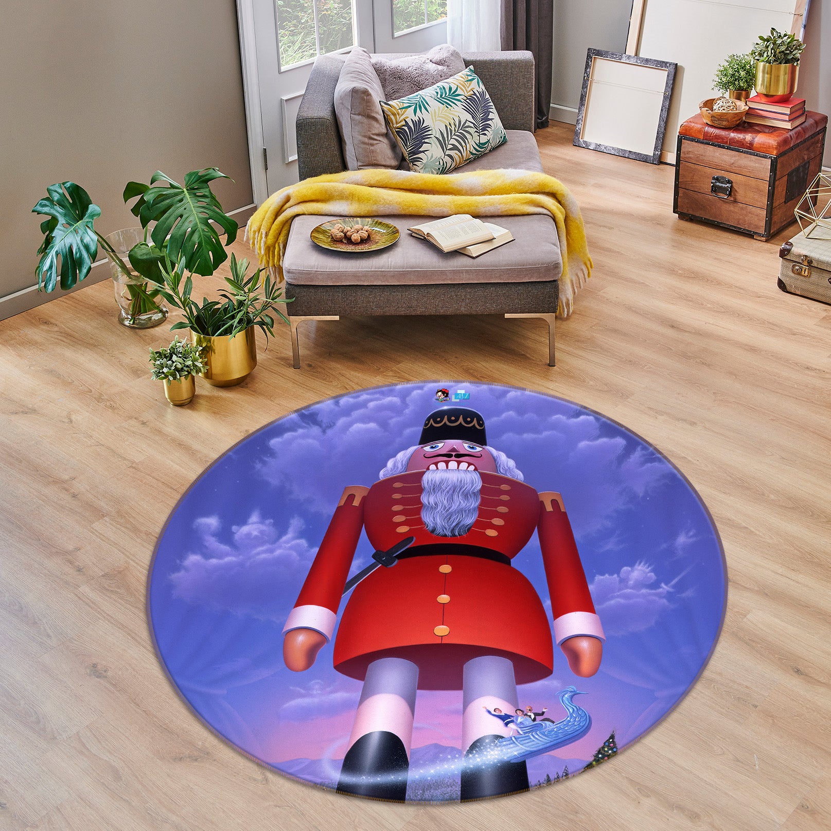 3D Nutcracker 85137 Jerry LoFaro Rug Round Non Slip Rug Mat