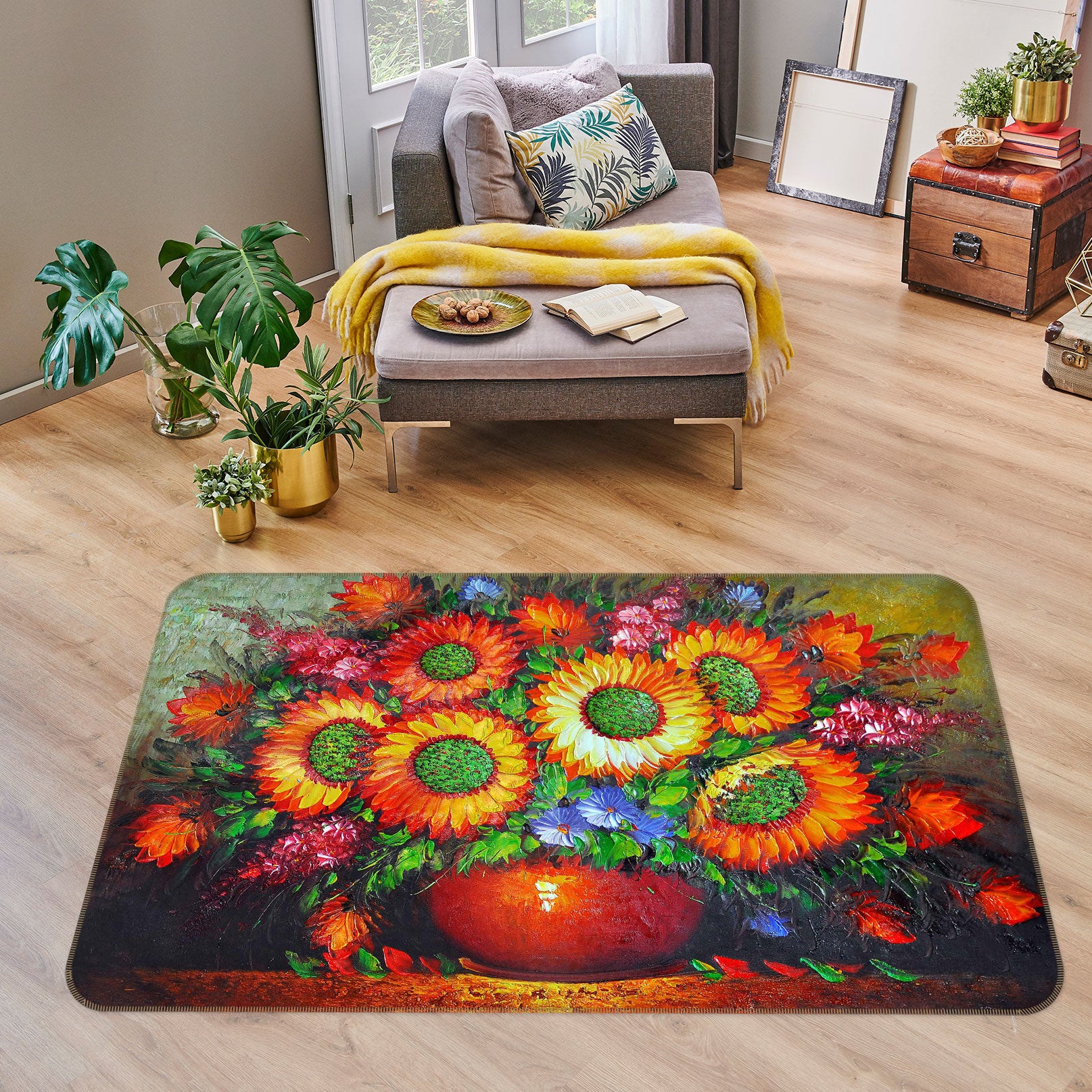 3D Oil Painting Vase 76013 Non Slip Rug Mat