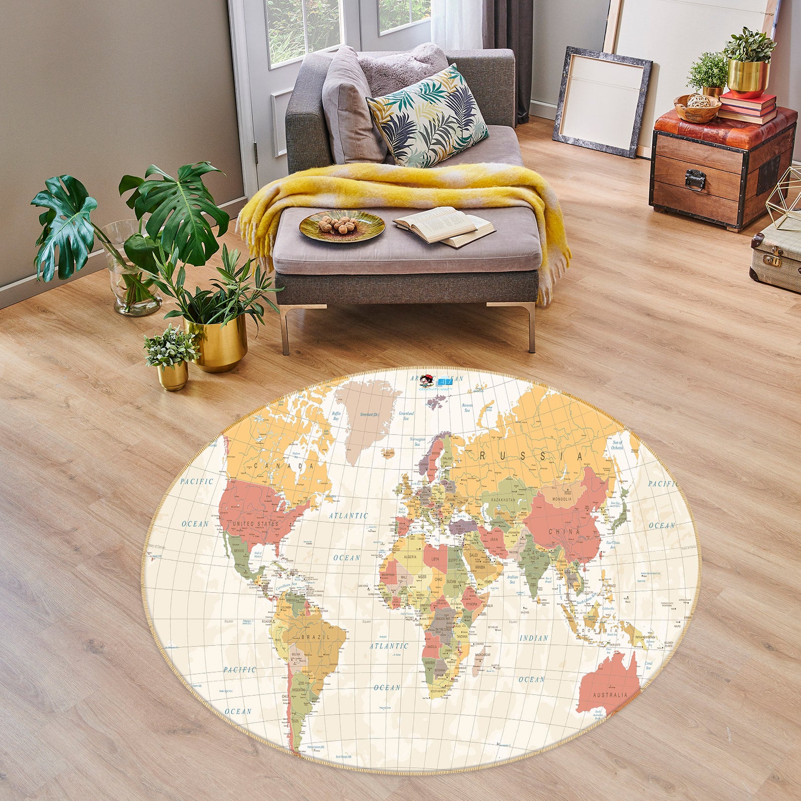 3D Map 80239 Round Non Slip Rug Mat