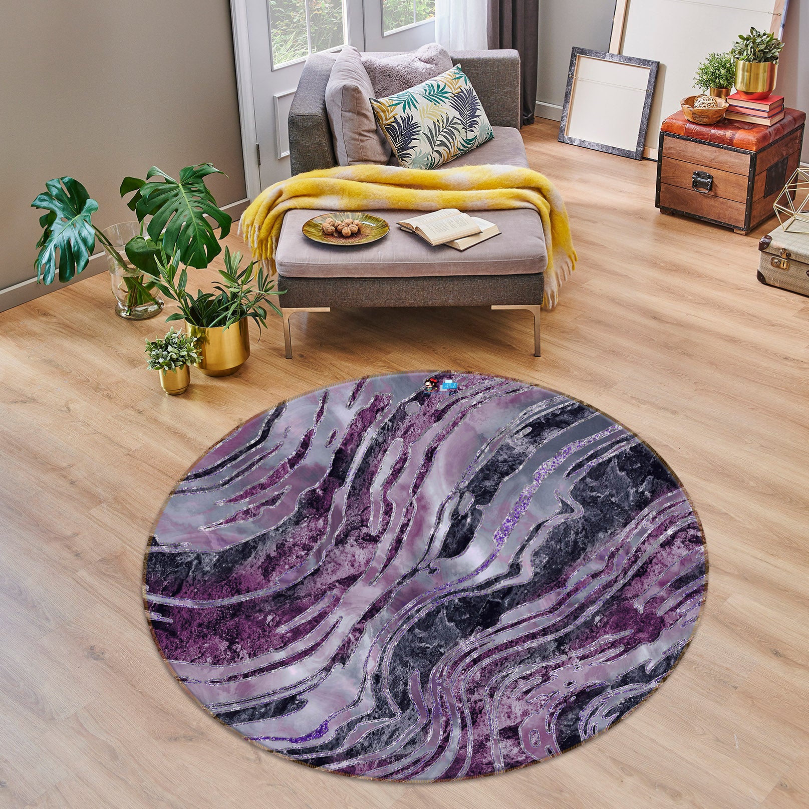3D Purple Texture 83070 Andrea haase Rug Round Non Slip Rug Mat