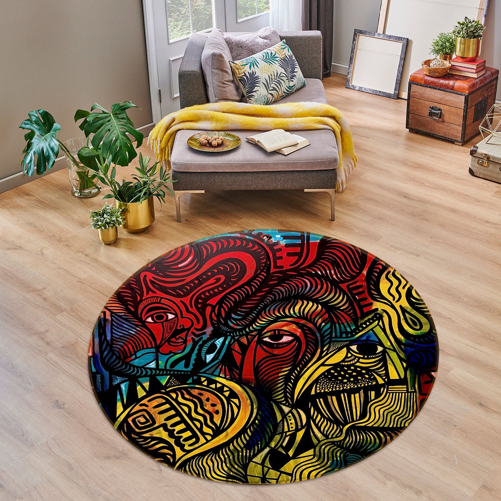 3D Abstract Painting 8253 Jacqueline Reynoso Rug Round Non Slip Rug Mat