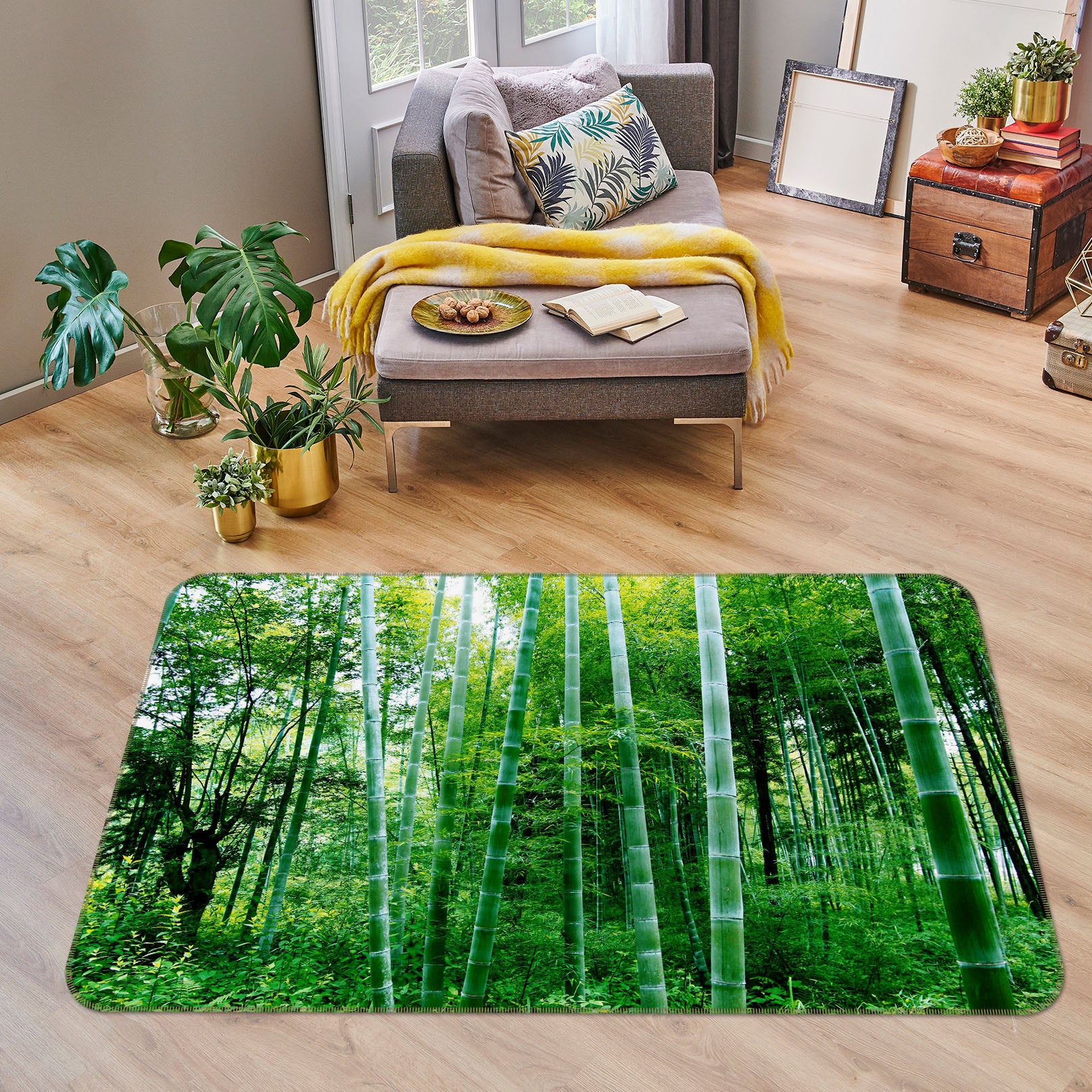 3D Bamboo Forest 34086 Non Slip Rug Mat