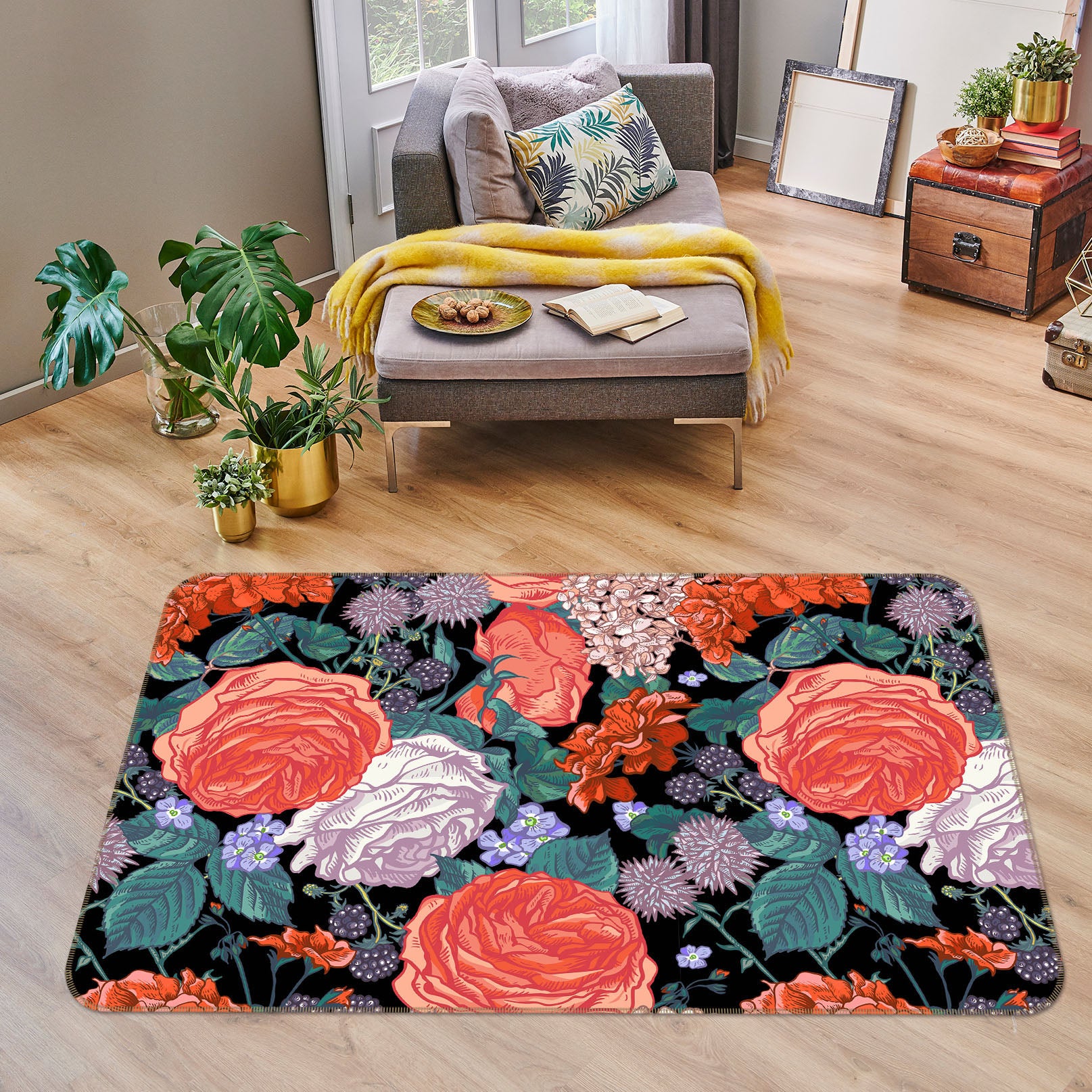3D Flowers 31045 Non Slip Rug Mat