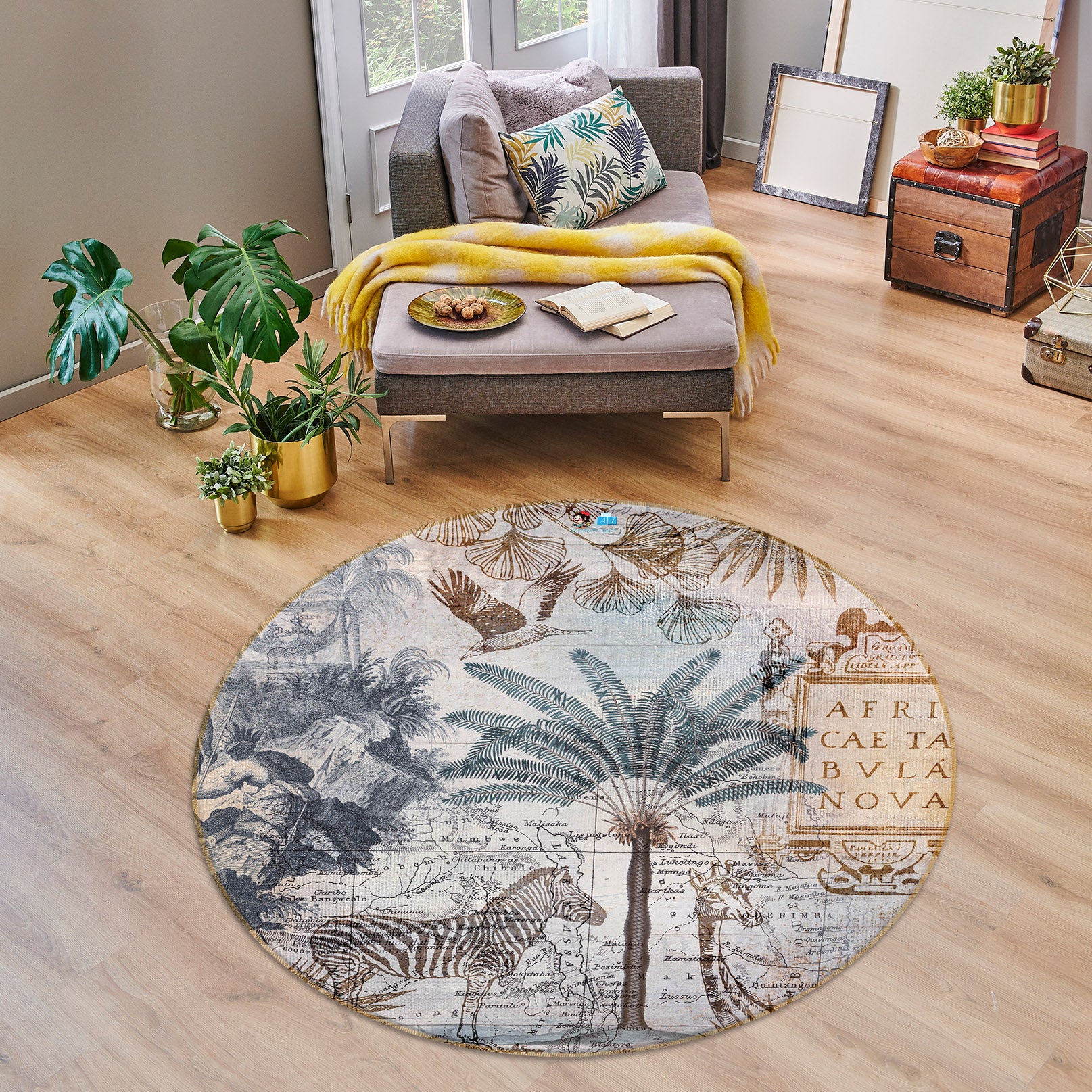 3D Retro Zebra 46894 Andrea haase Rug Round Non Slip Rug Mat