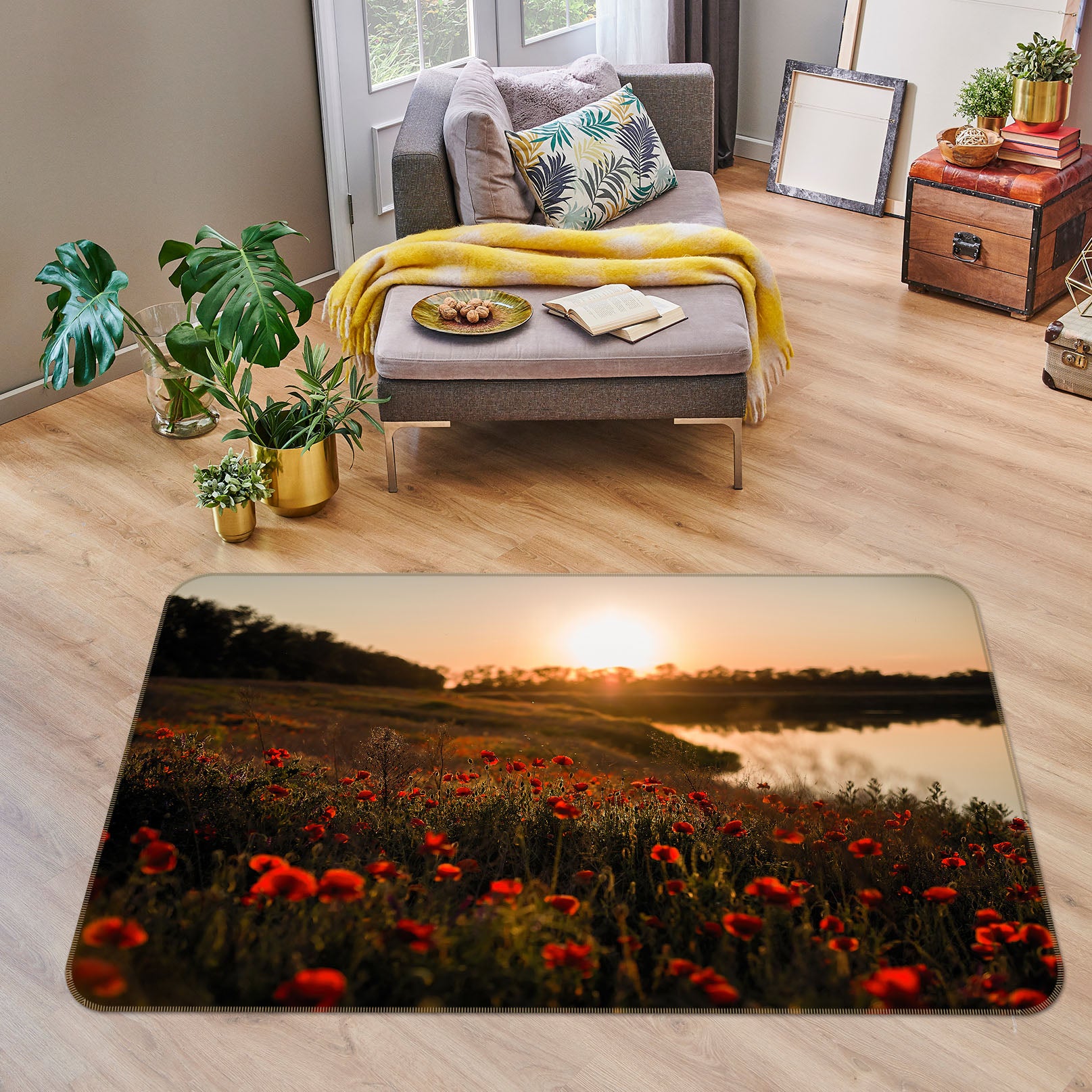 3D Flowers By The Lake 29126 Non Slip Rug Mat