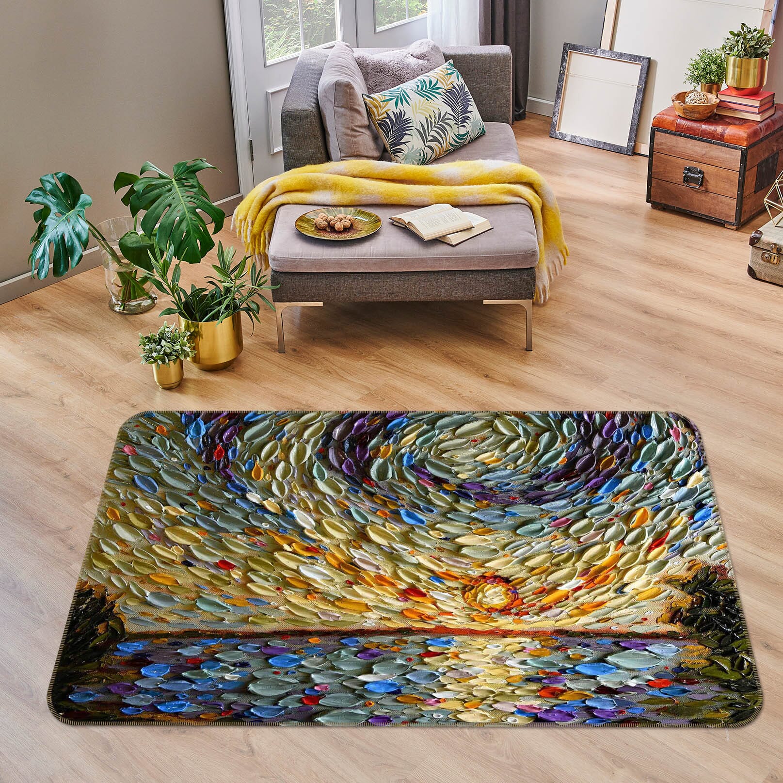 3D Shell Sunset 1011 Dena Tollefson Rug Non Slip Rug Mat Mat AJ Creativity Home 