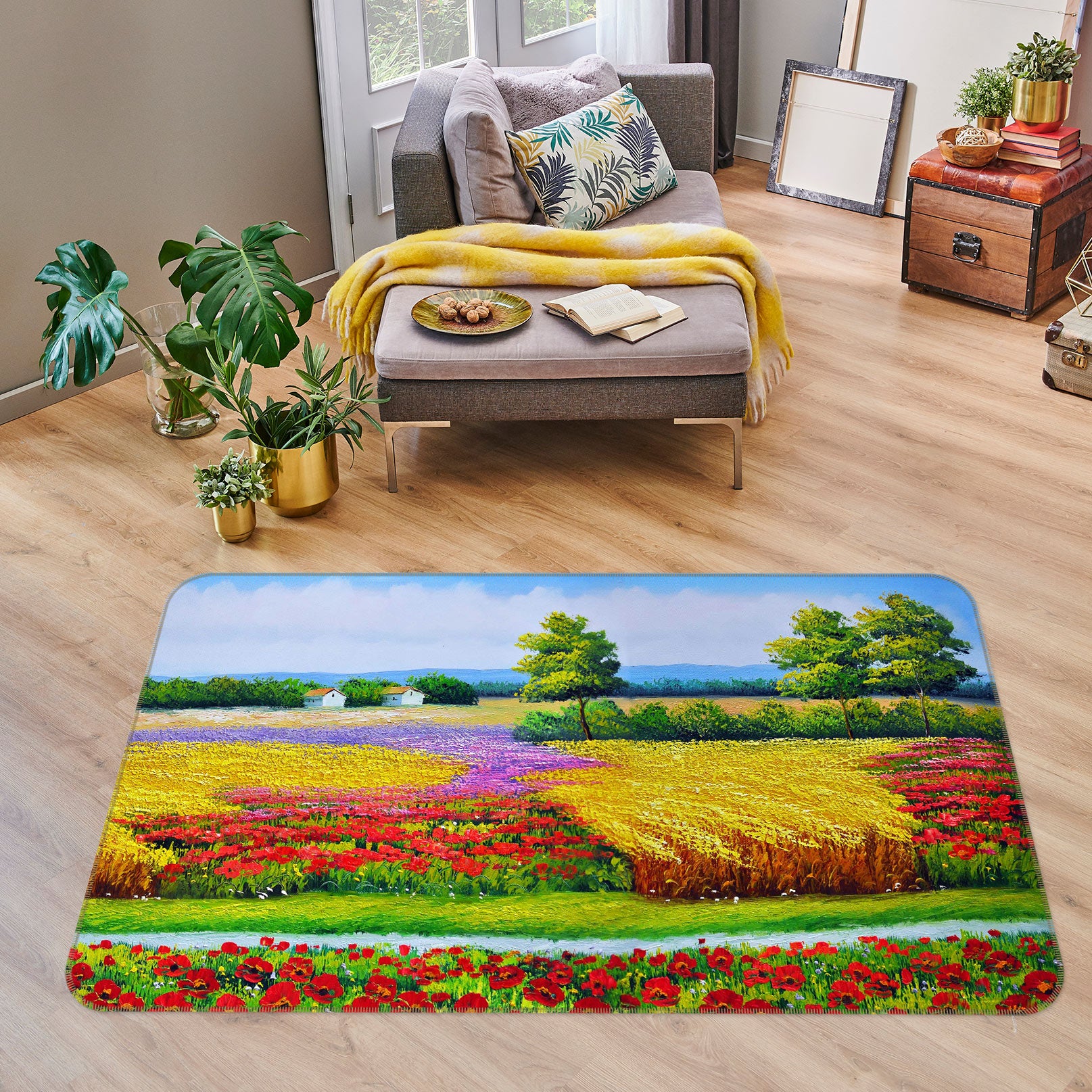 3D Flower Field 76016 Non Slip Rug Mat