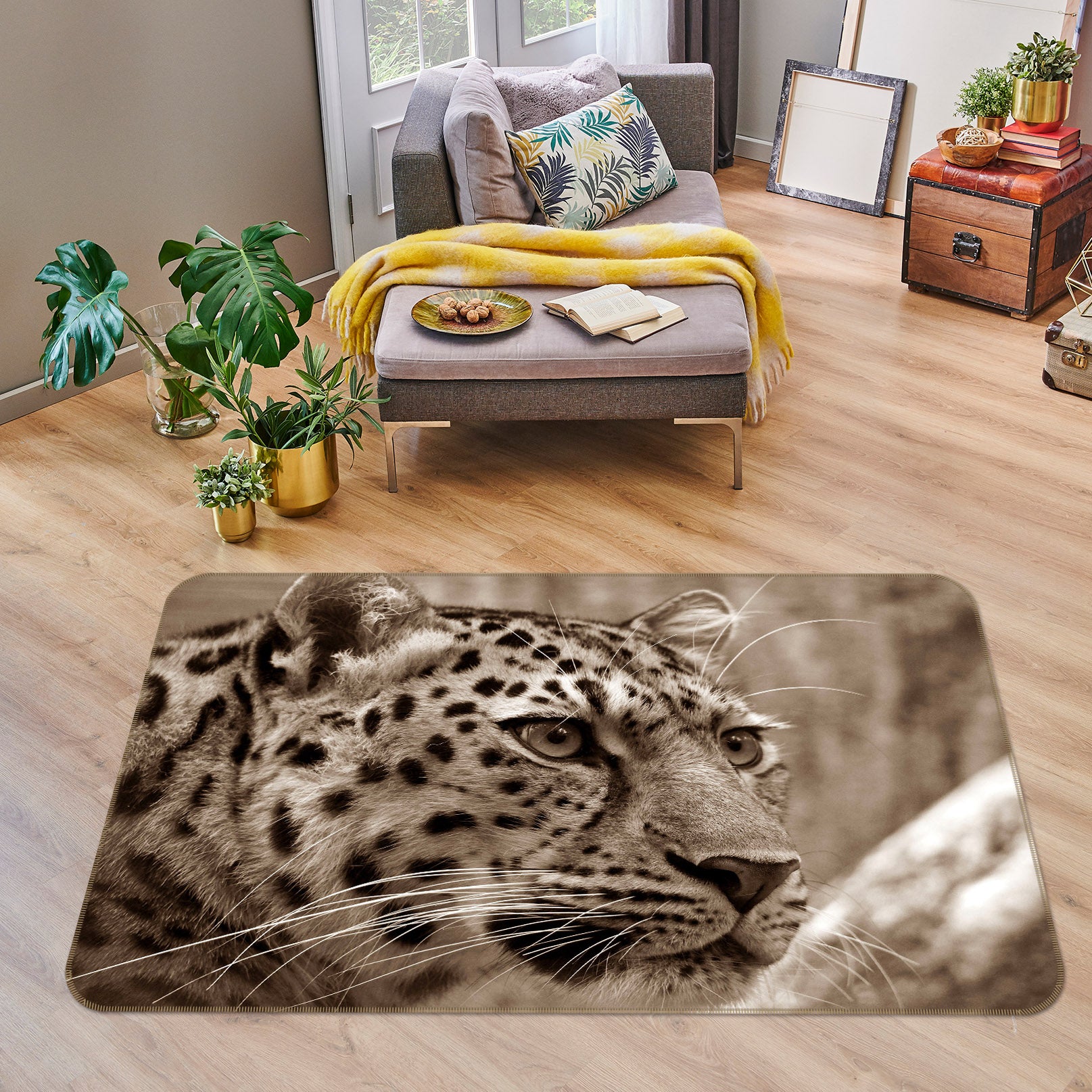 3D Leopard Mighty 004 Animal Non Slip Rug Mat