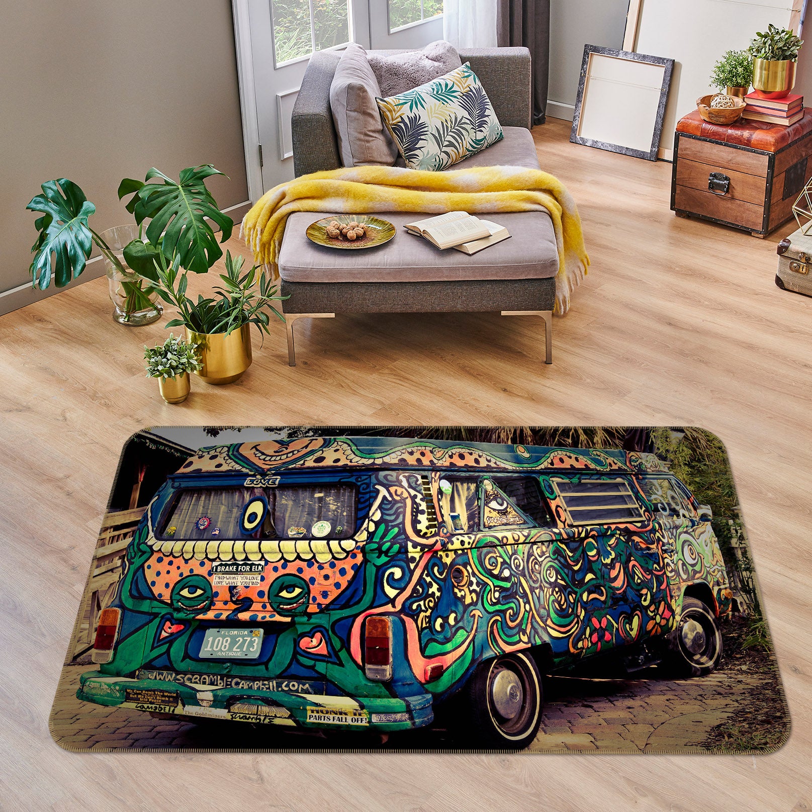 3D Color Bus 68040 Vehicle Non Slip Rug Mat