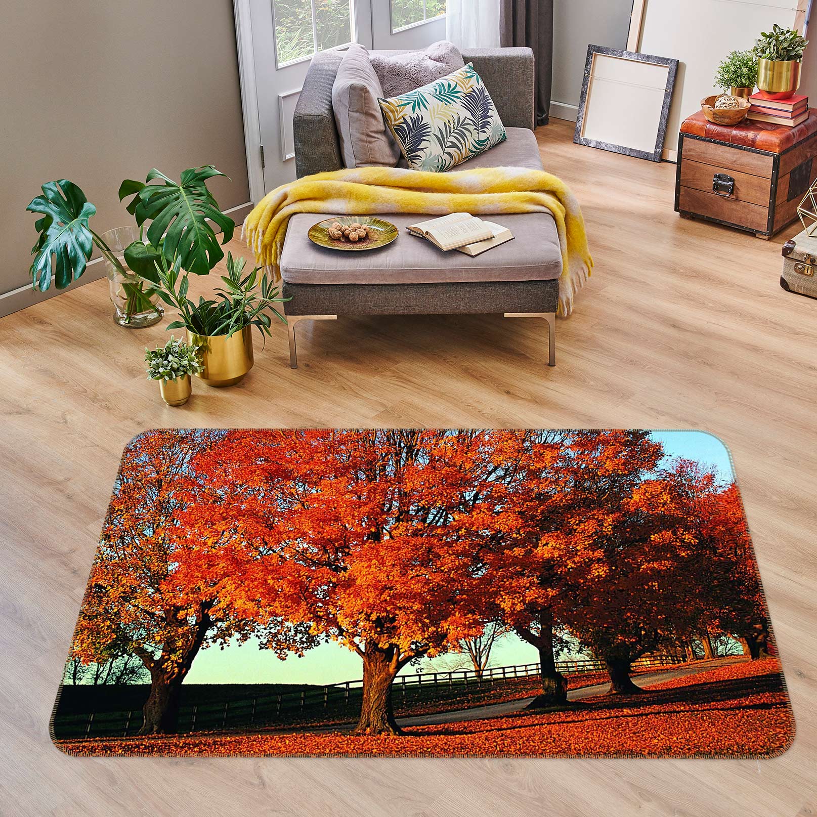 3D Red Woods 76022 Non Slip Rug Mat