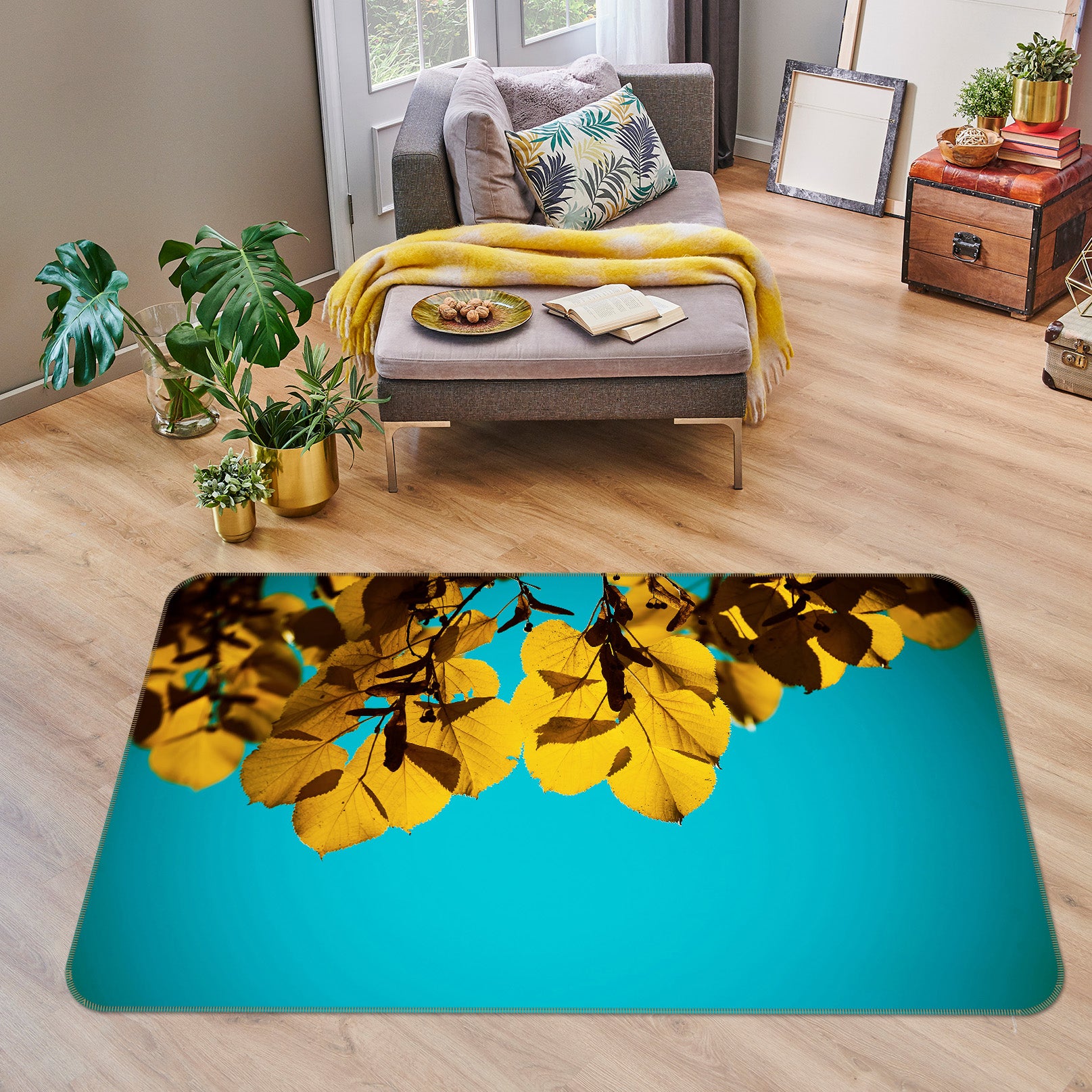 3D Ginkgo Biloba 35103 Non Slip Rug Mat
