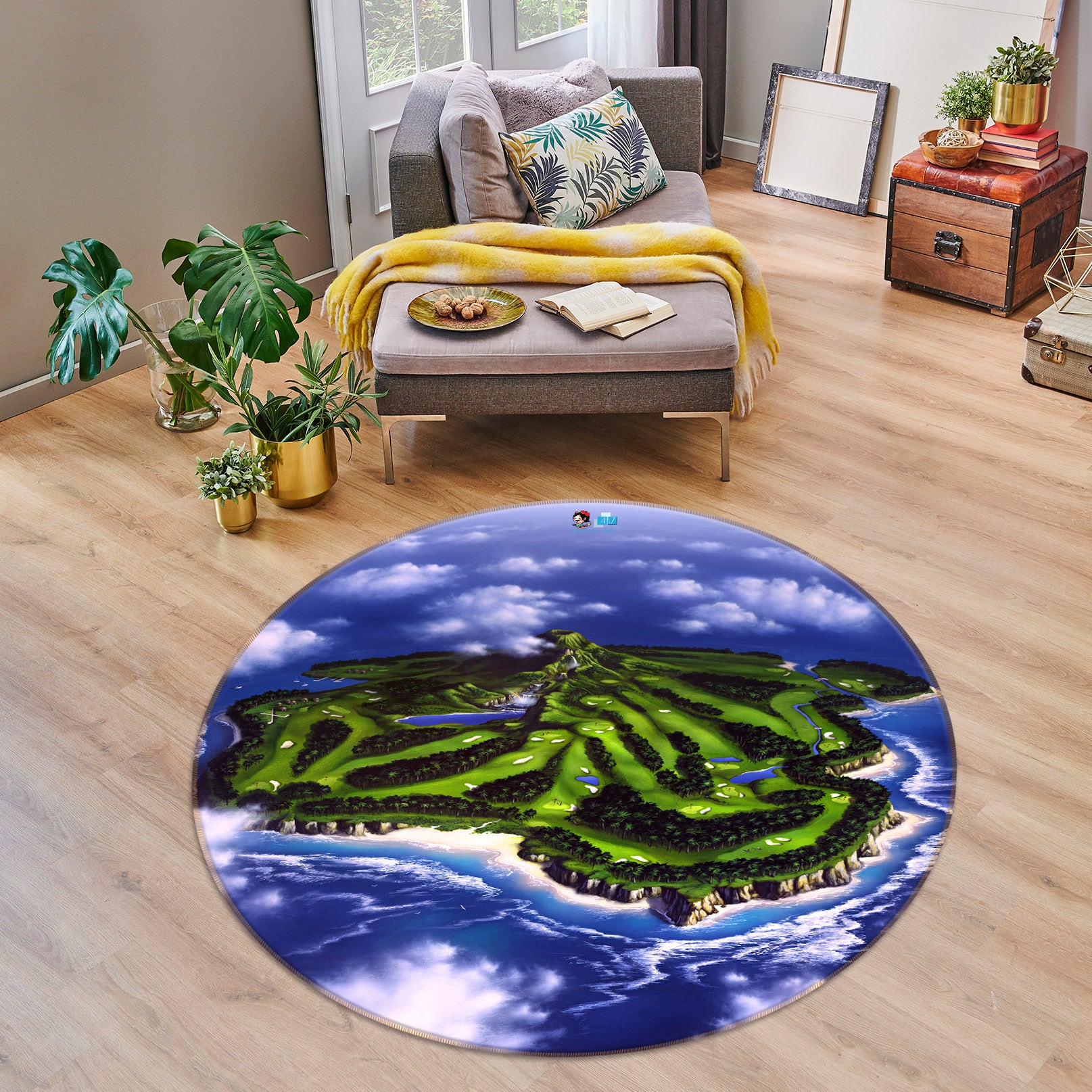 3D Paradise Isle 85110 Jerry LoFaro Rug Round Non Slip Rug Mat