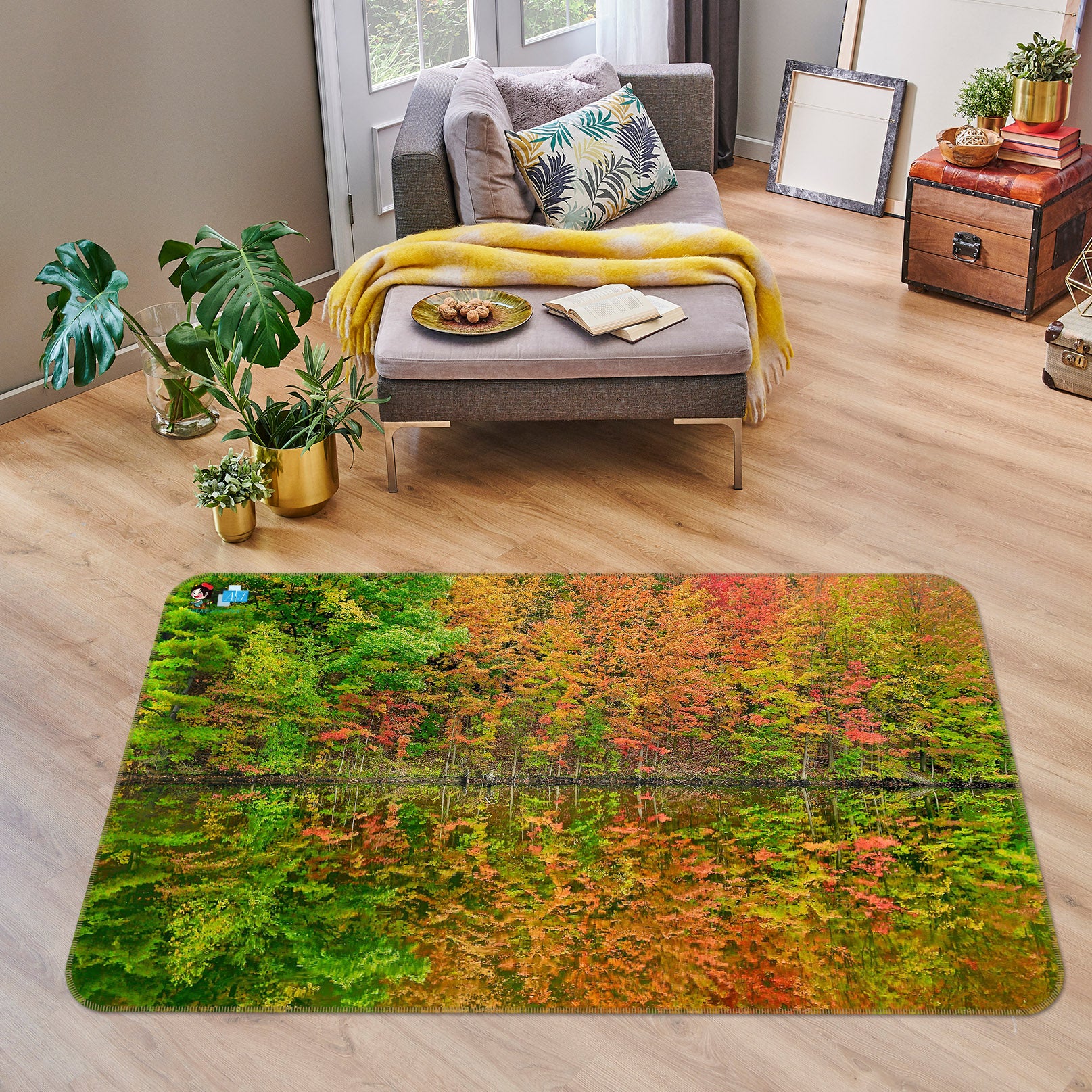 3D Fall Reflections 62043 Kathy Barefield Rug Non Slip Rug Mat