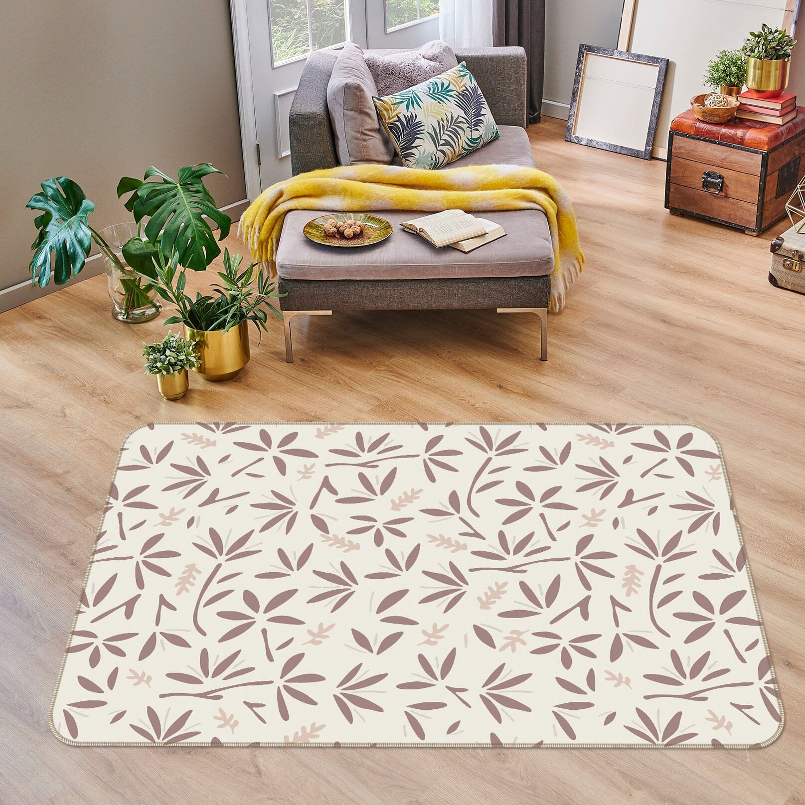 3D Leaves Pattern 1105 Jillian Helvey Rug Non Slip Rug Mat Mat AJ Creativity Home 