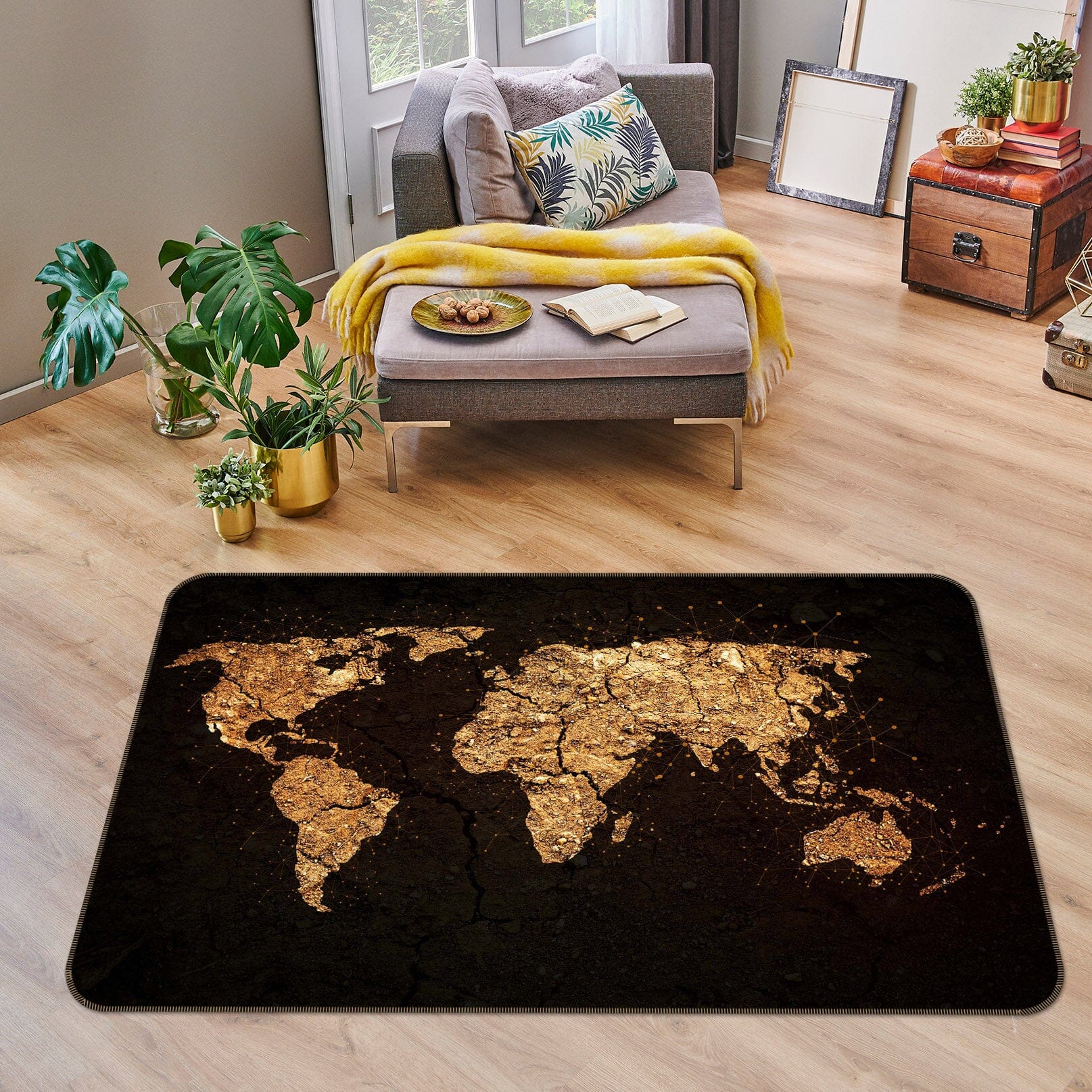 3D Golden Territory 249 World Map Non Slip Rug Mat Mat AJ Creativity Home 