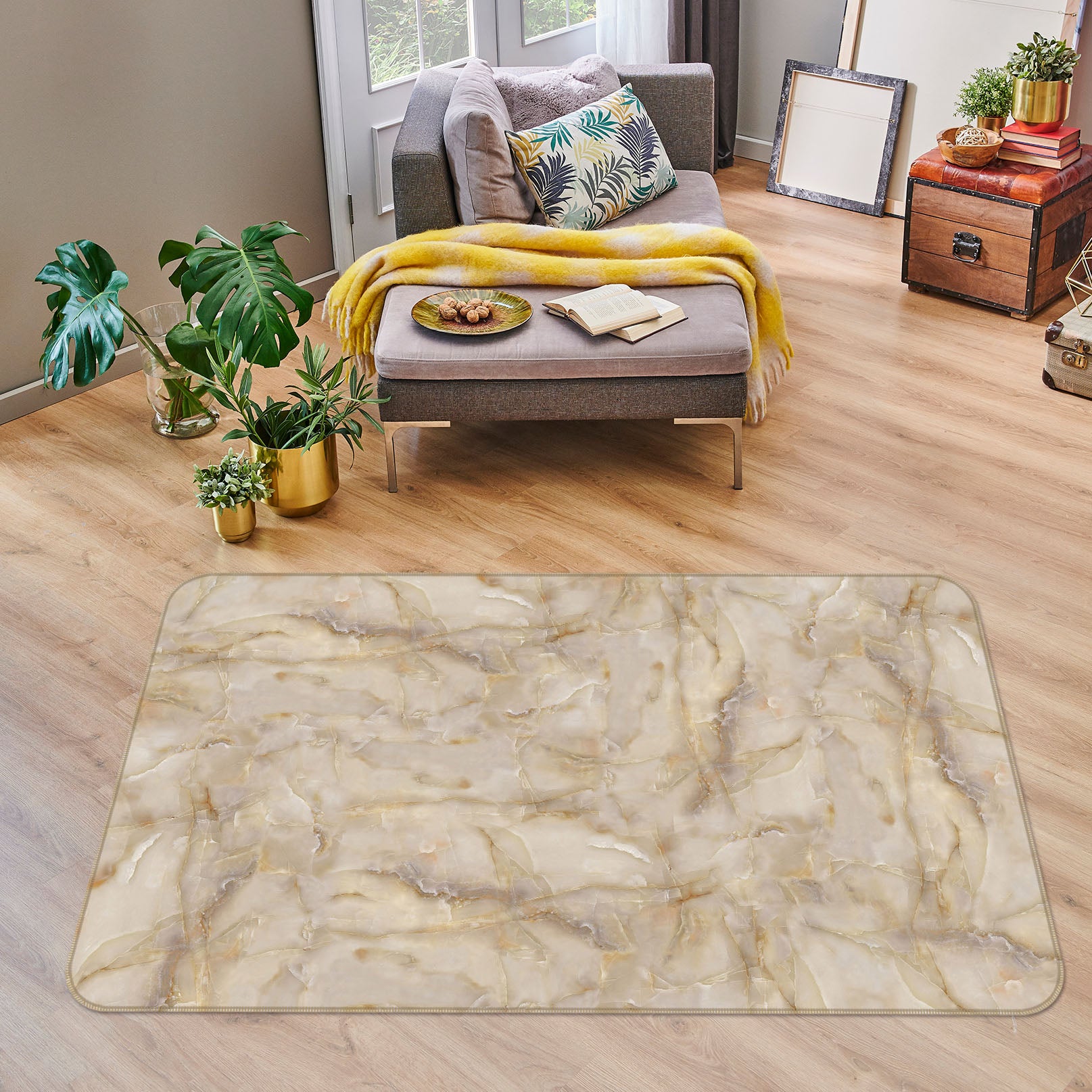 3D Brown Pattern 27109 Non Slip Rug Mat