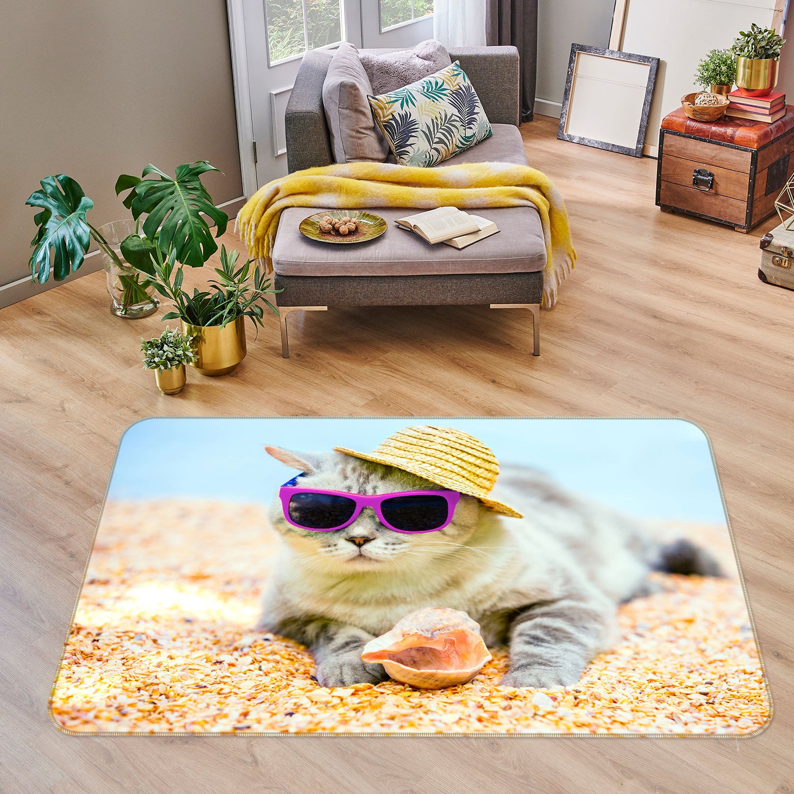 3D Beach Cat 37096 Non Slip Rug Mat
