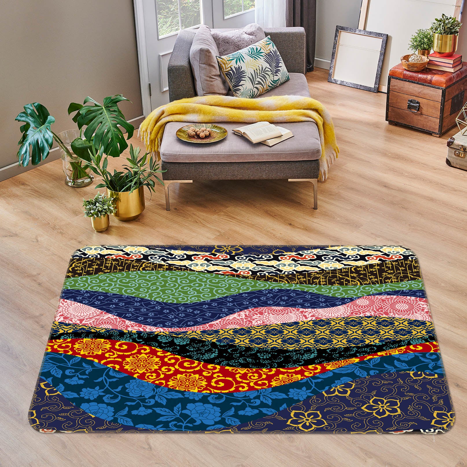 3D Pattern Lines 35067 Non Slip Rug Mat