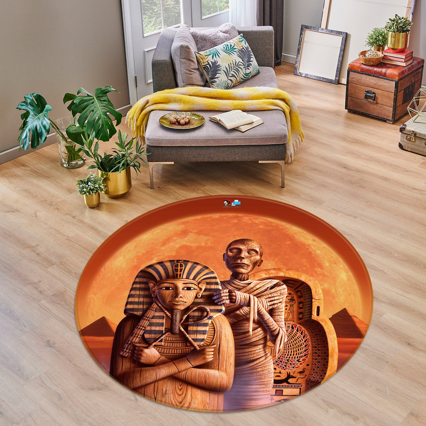 3D Pyramid 85136 Jerry LoFaro Rug Round Non Slip Rug Mat