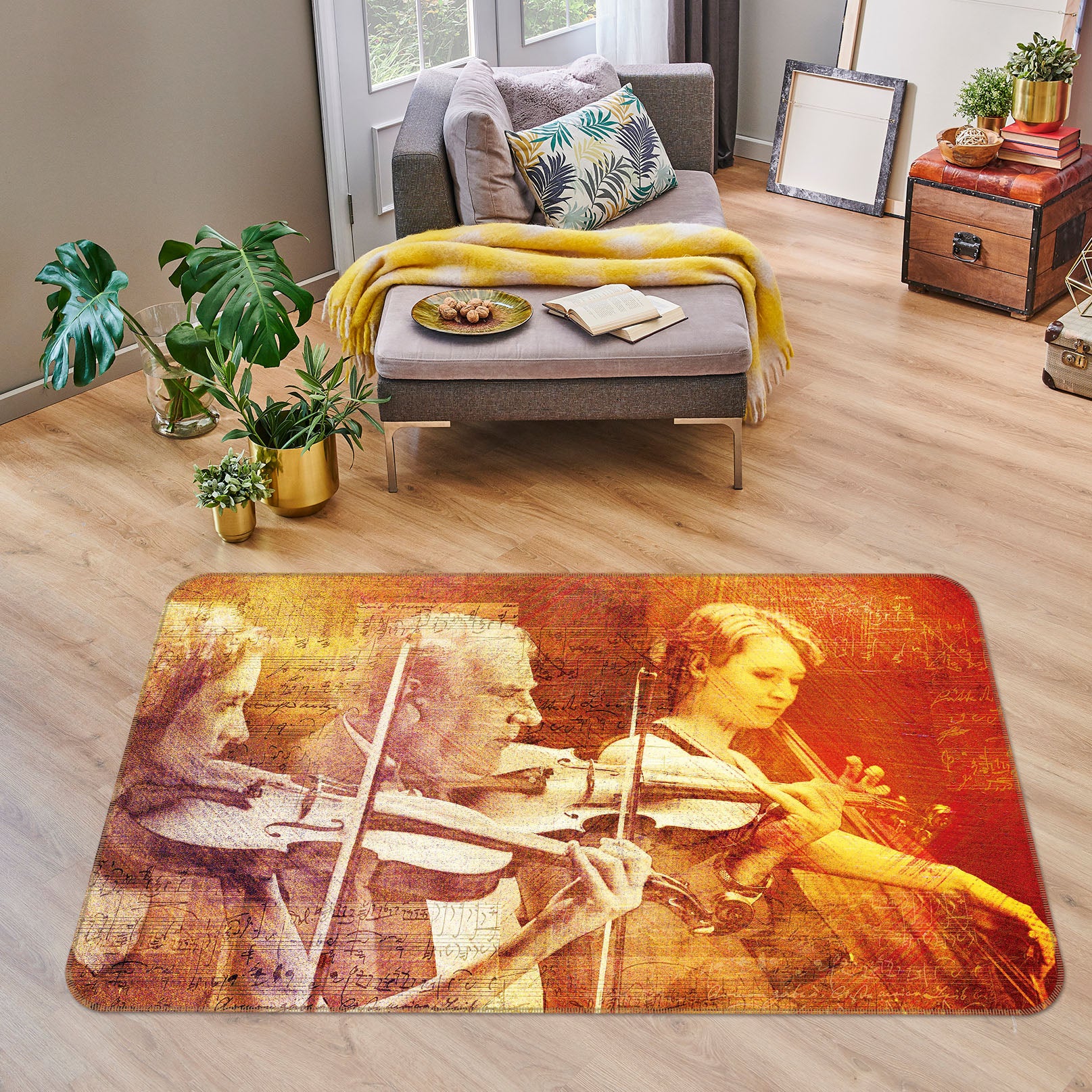 3D Play The Violin 31196 Non Slip Rug Mat