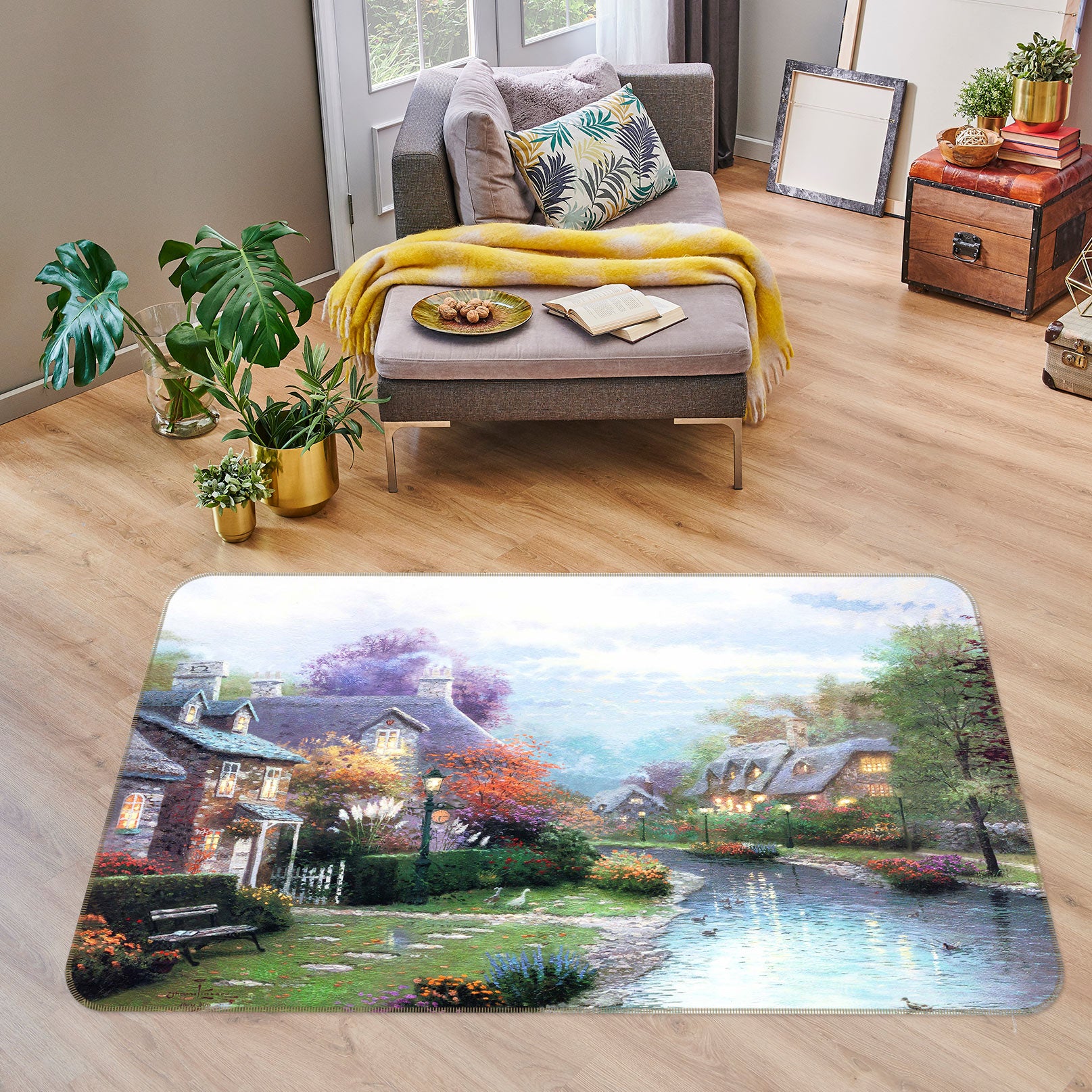 3D Small River Houses 75284 Non Slip Rug Mat