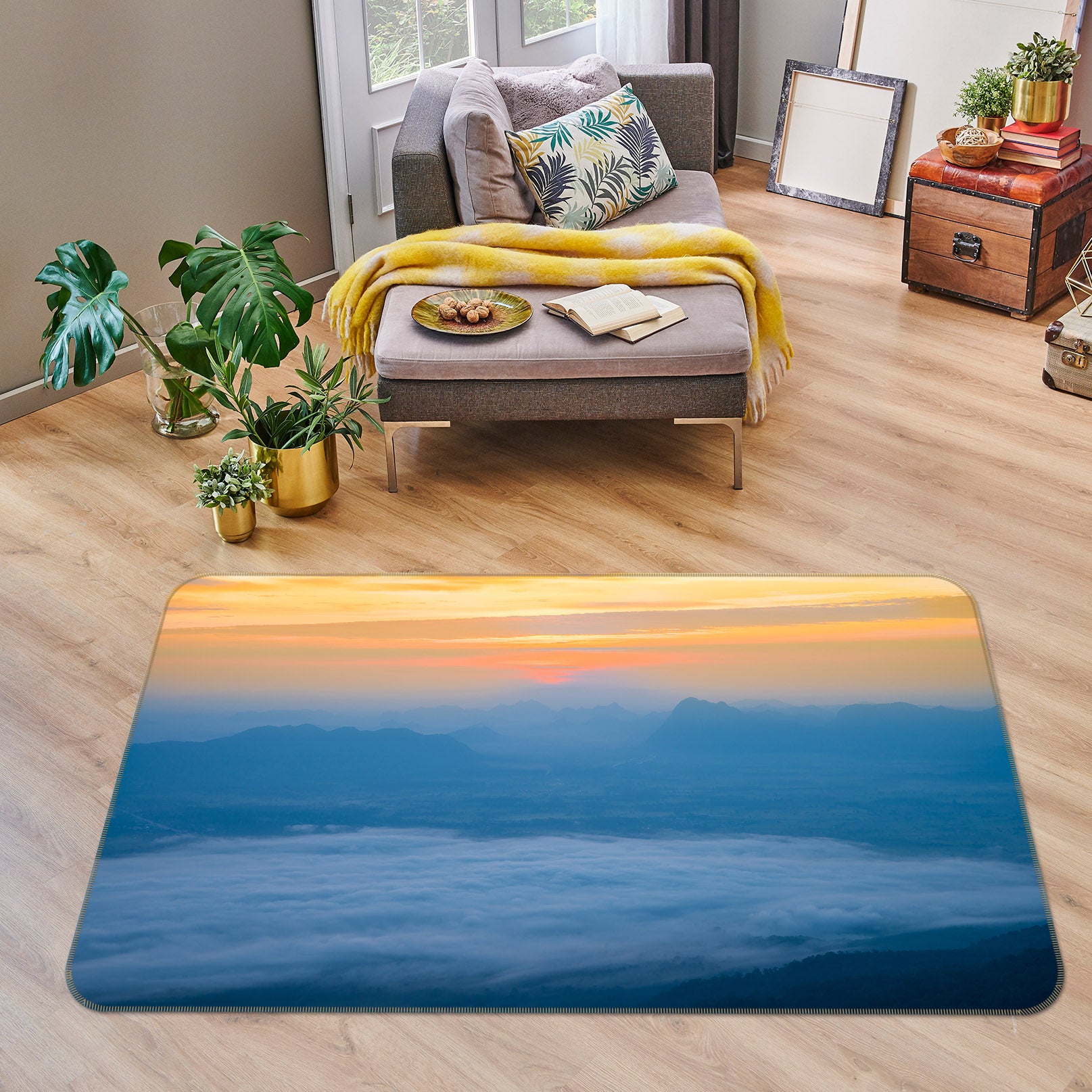 3D Mountain Cloud 35099 Non Slip Rug Mat