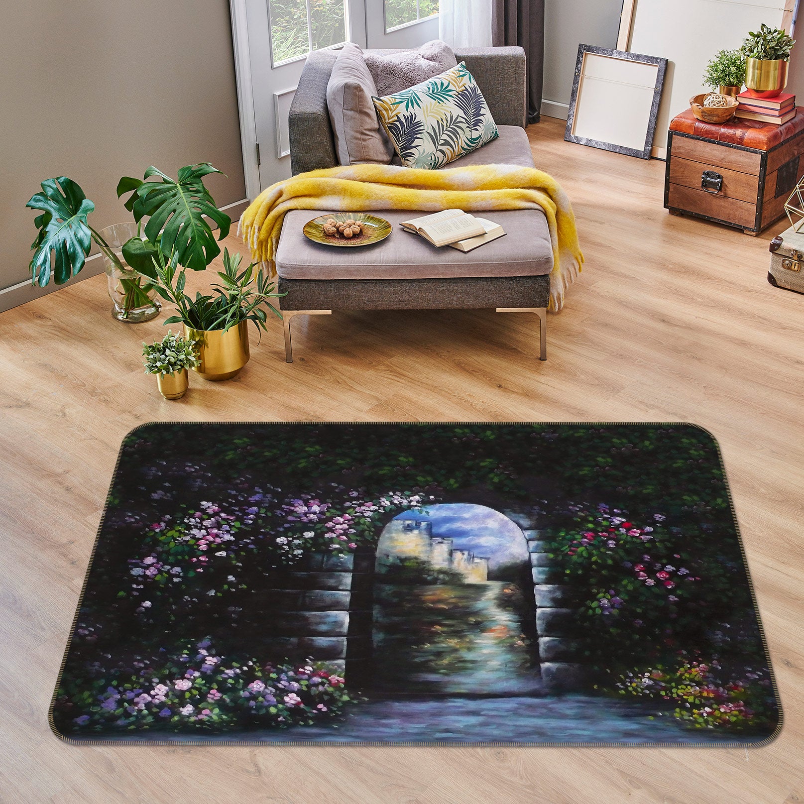 3D Flower Bush Doorway 75223 Non Slip Rug Mat